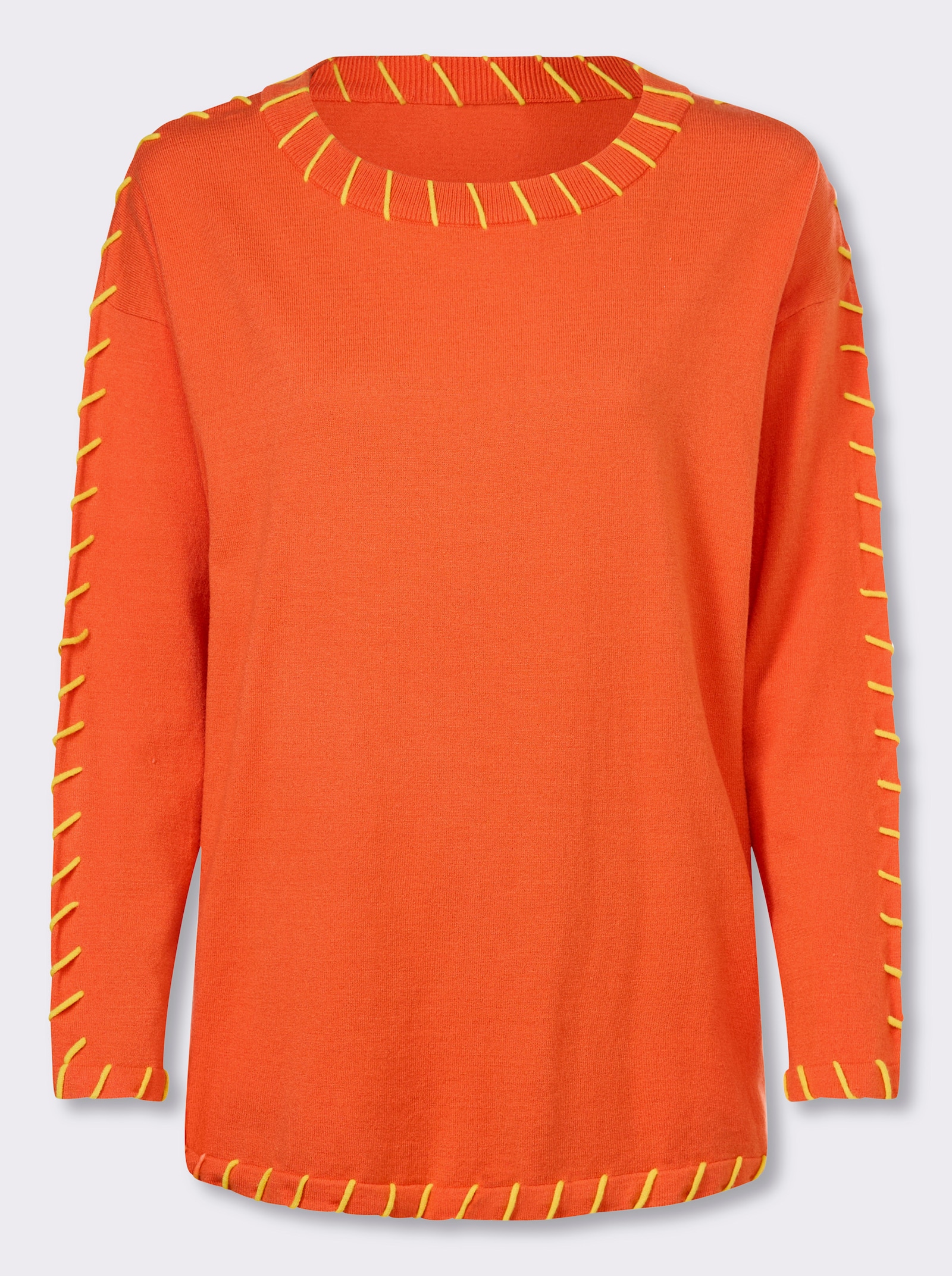 heine Pullover van fijntricot met contrastdetails - oranje