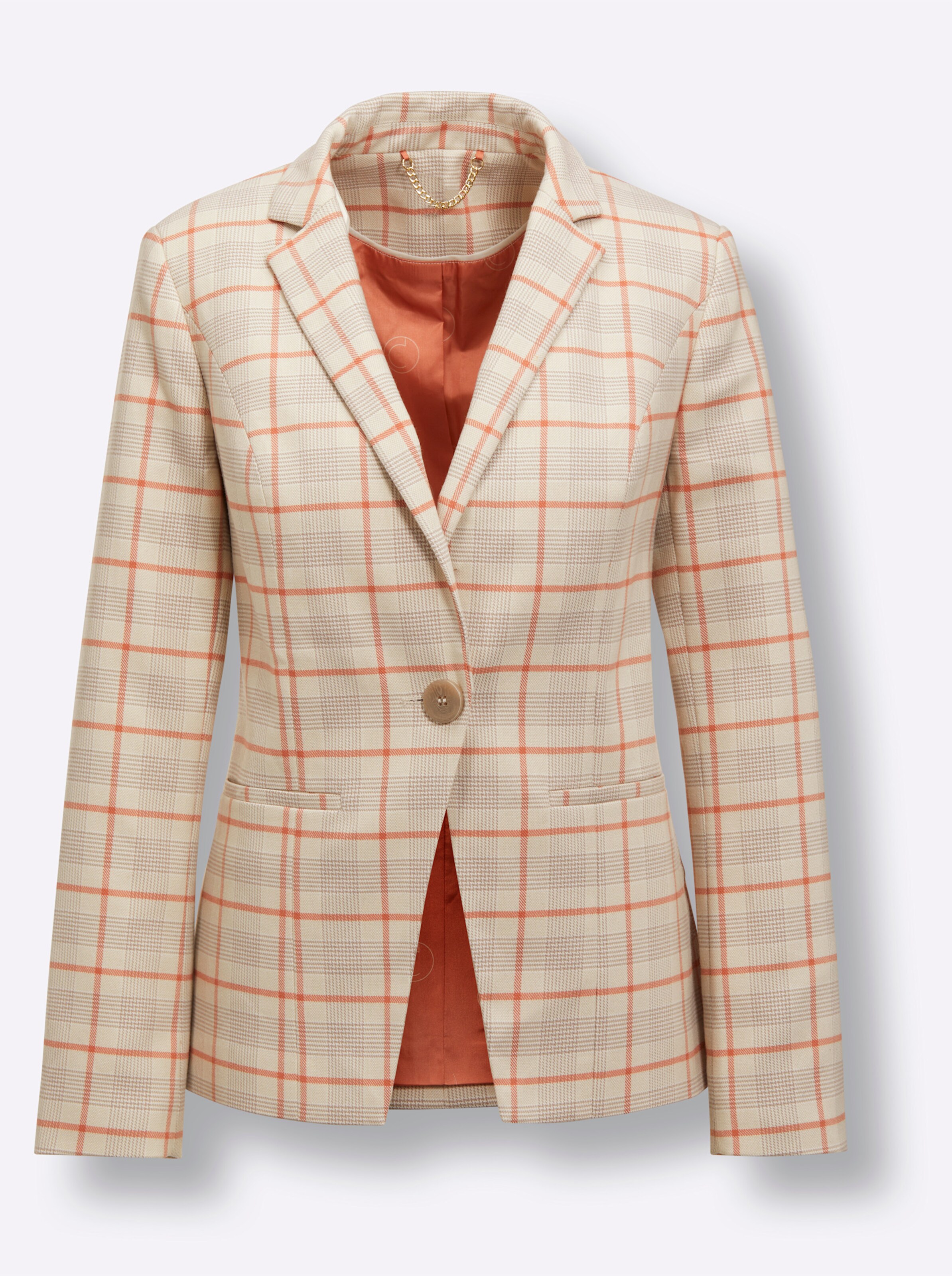 Witt Weiden Damen Polyester Woll Blazer sand sesam kariert  - Onlineshop Witt Weiden