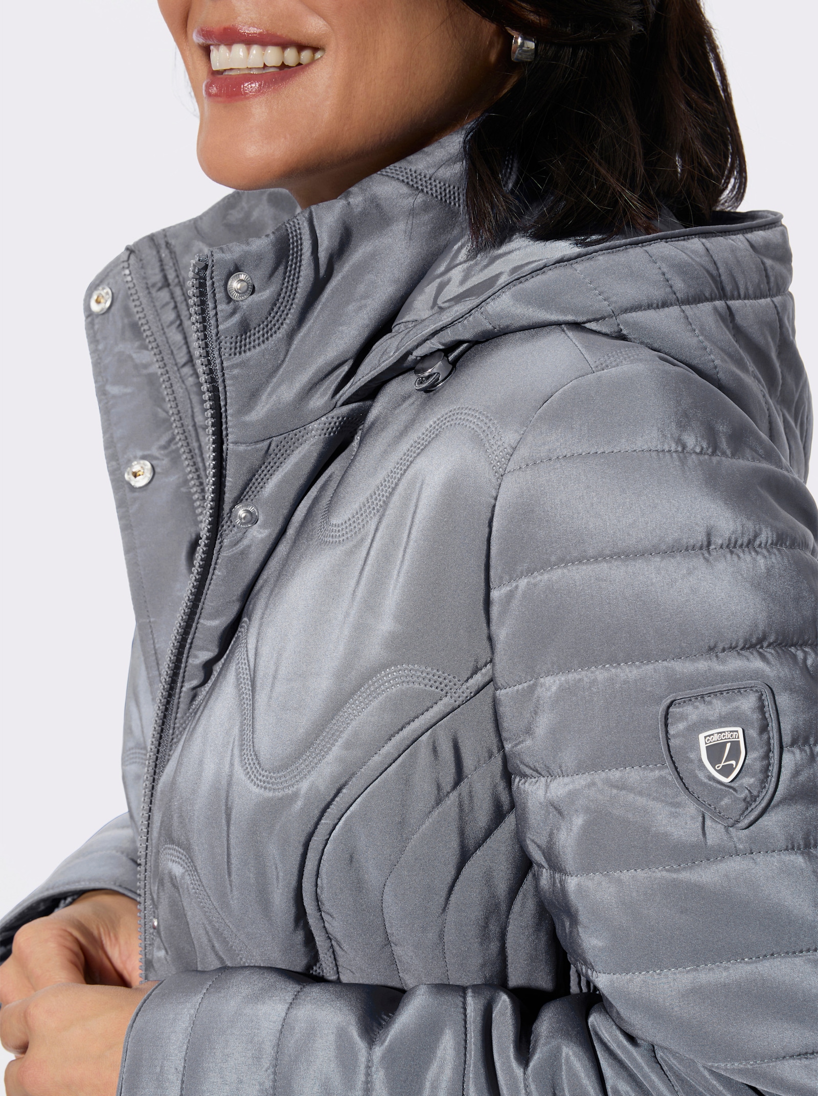 Steppjacke mit Windstopper - steingrau