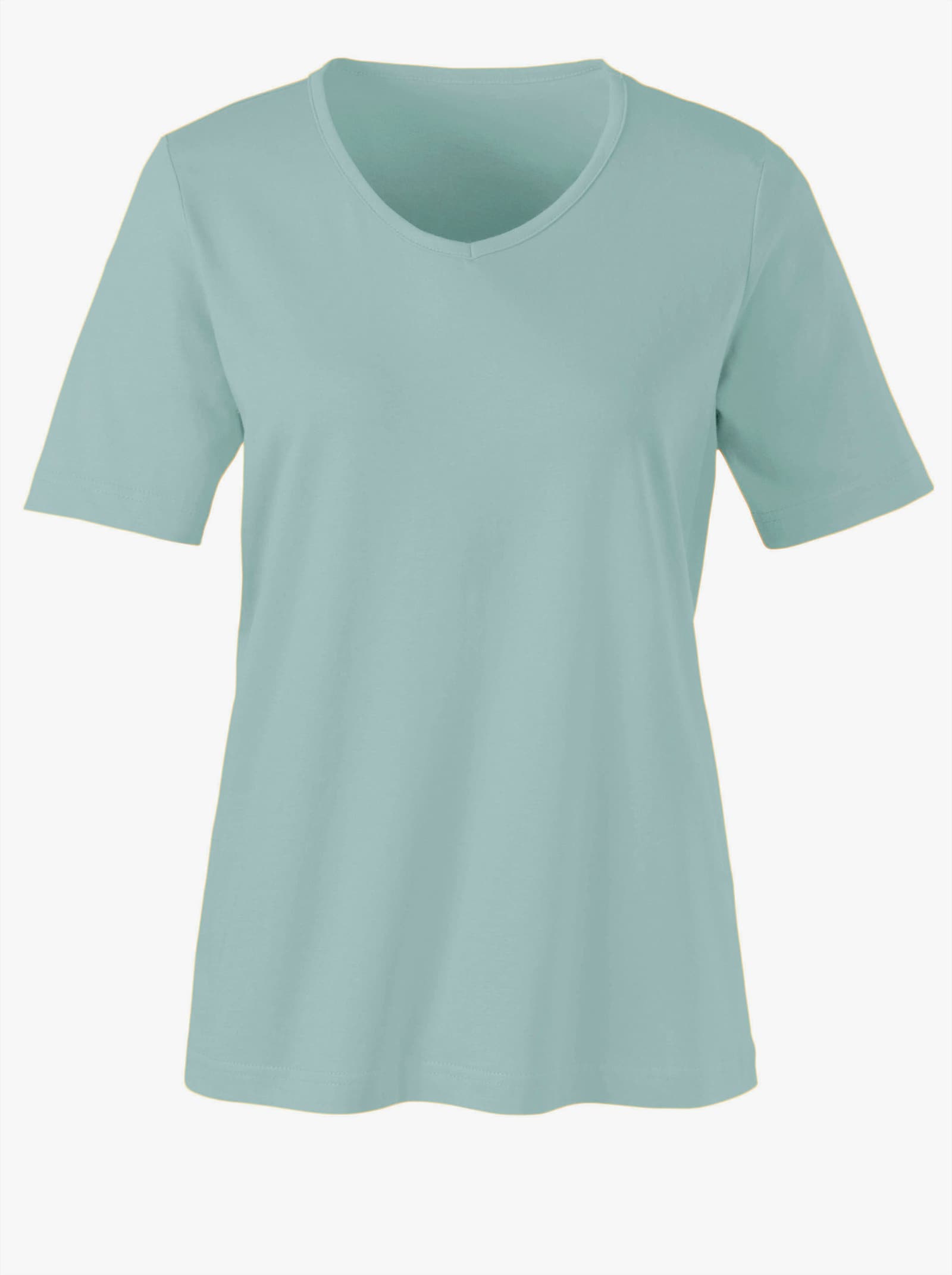 Kurzarmshirt mit V-Ausschnitt - kalkmint