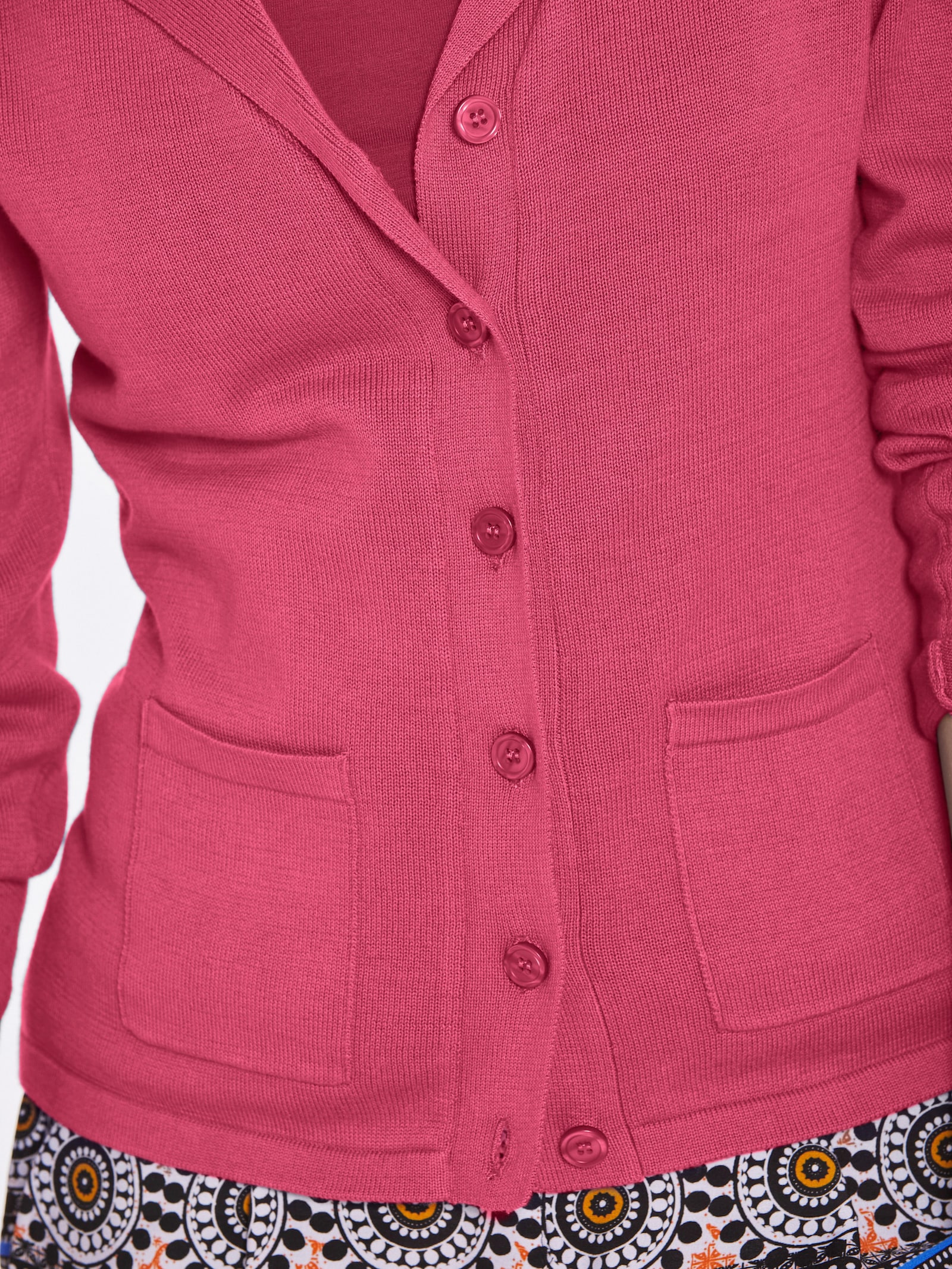 heine Finstickad kofta, krage med slag - cerise