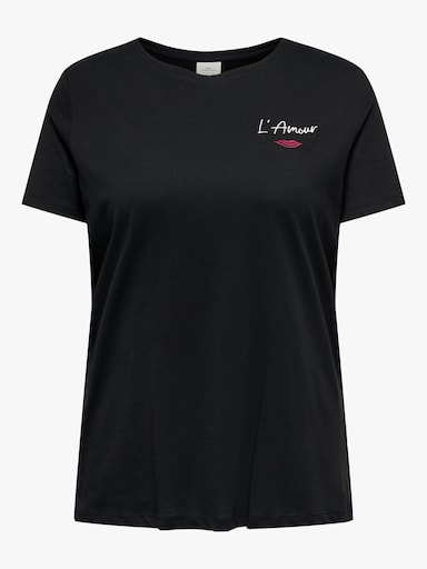 ONLY CARMAKOMA Kurzarmshirt - black detail:lamour lip