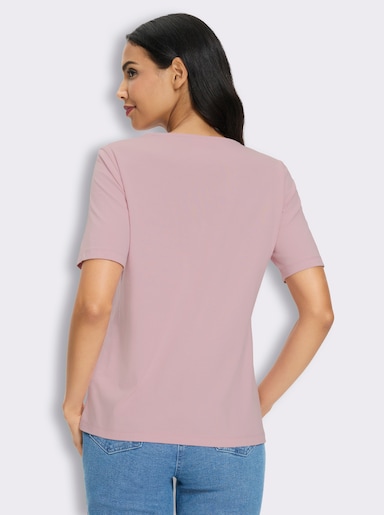 Kurzarmshirt mit Lettering-Folienprint - rosé