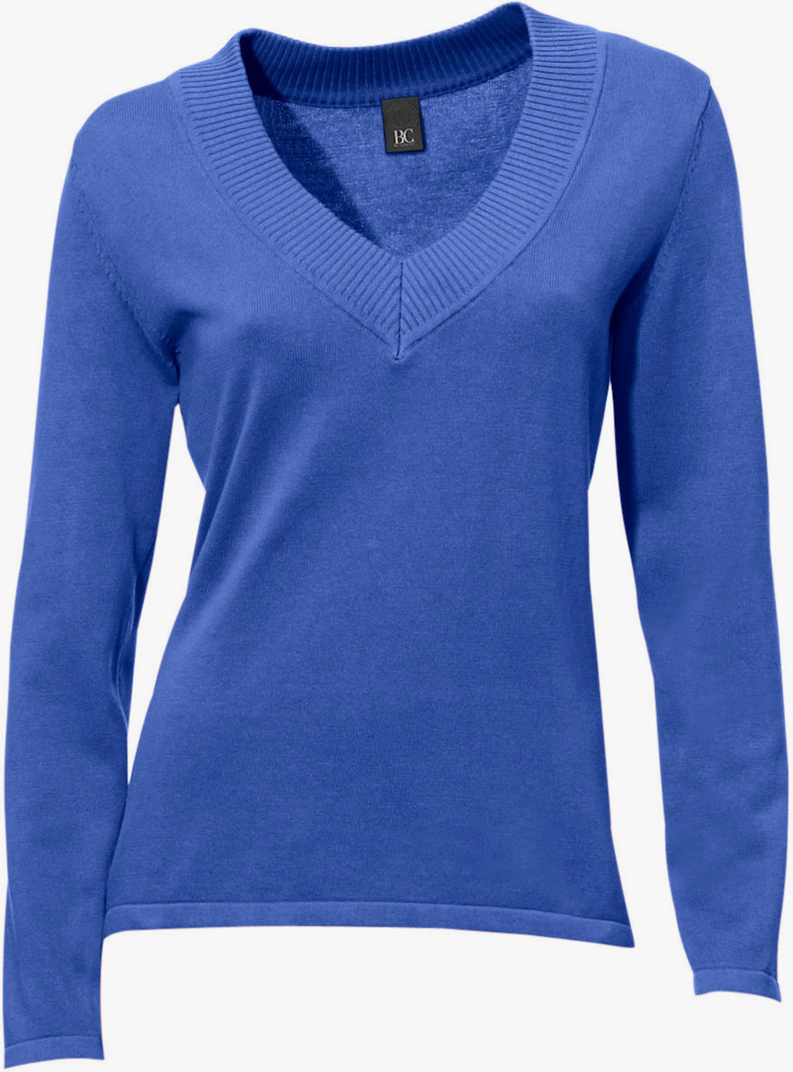 heine V-Ausschnitt-Pullover aus reiner Baumwolle - royalblau