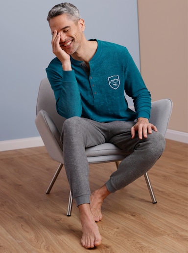 wäschepur men Schlafanzug - aquapetrol-anthrazit-meliert