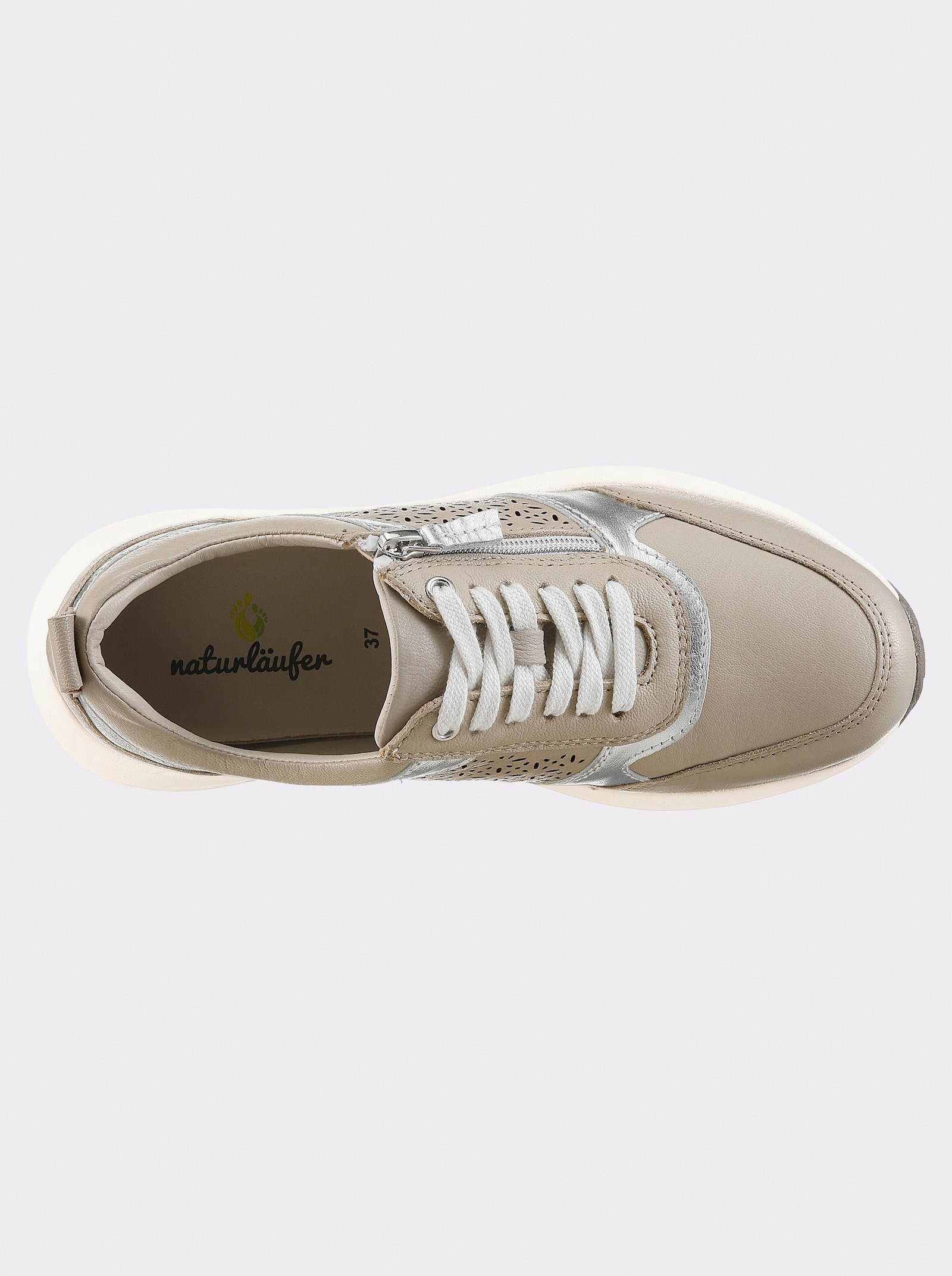 Naturläufer Sneaker mit Glanz-Partien - taupe