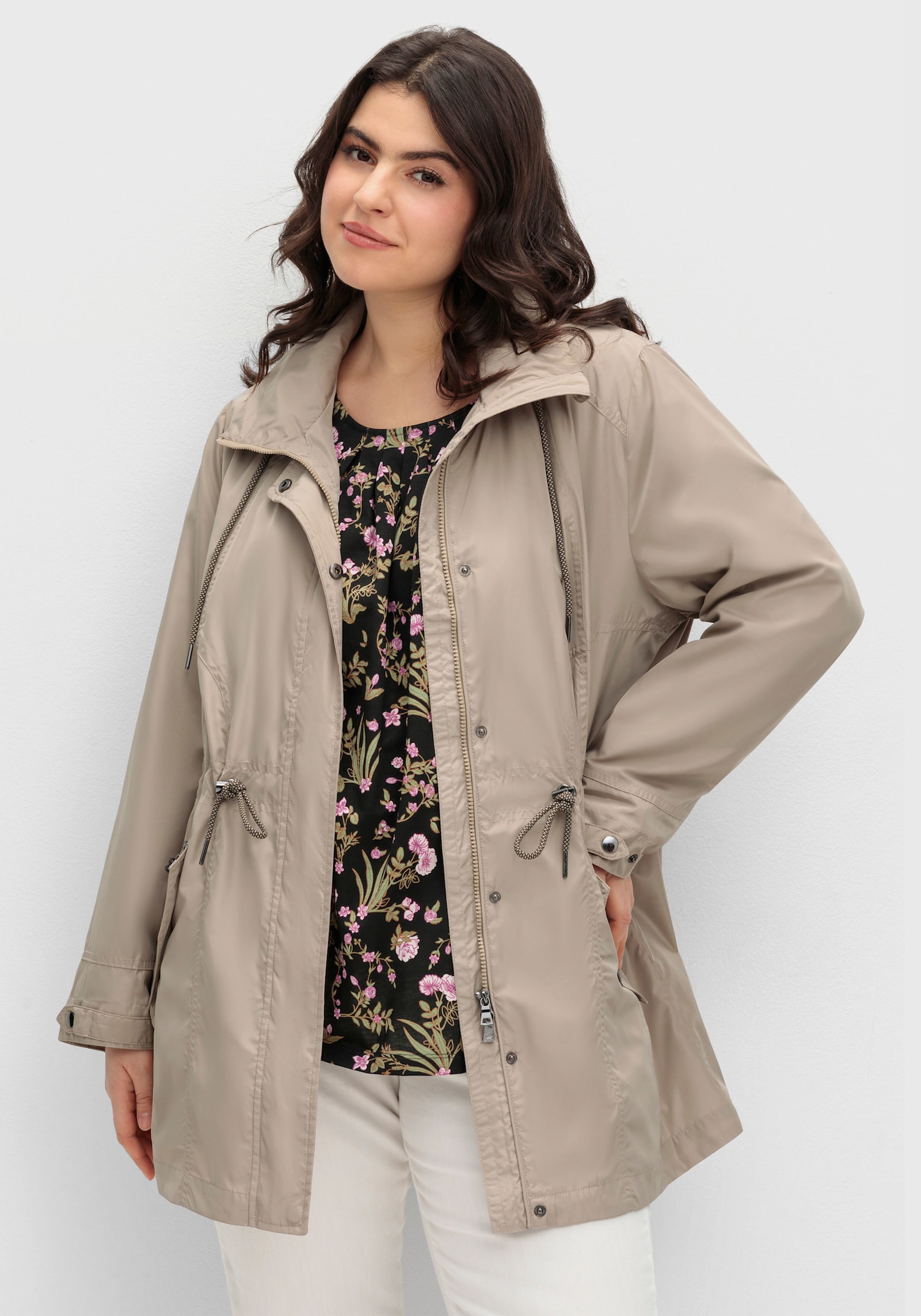 Parka mit Jerseyfutter in Melange-Optik - schlamm