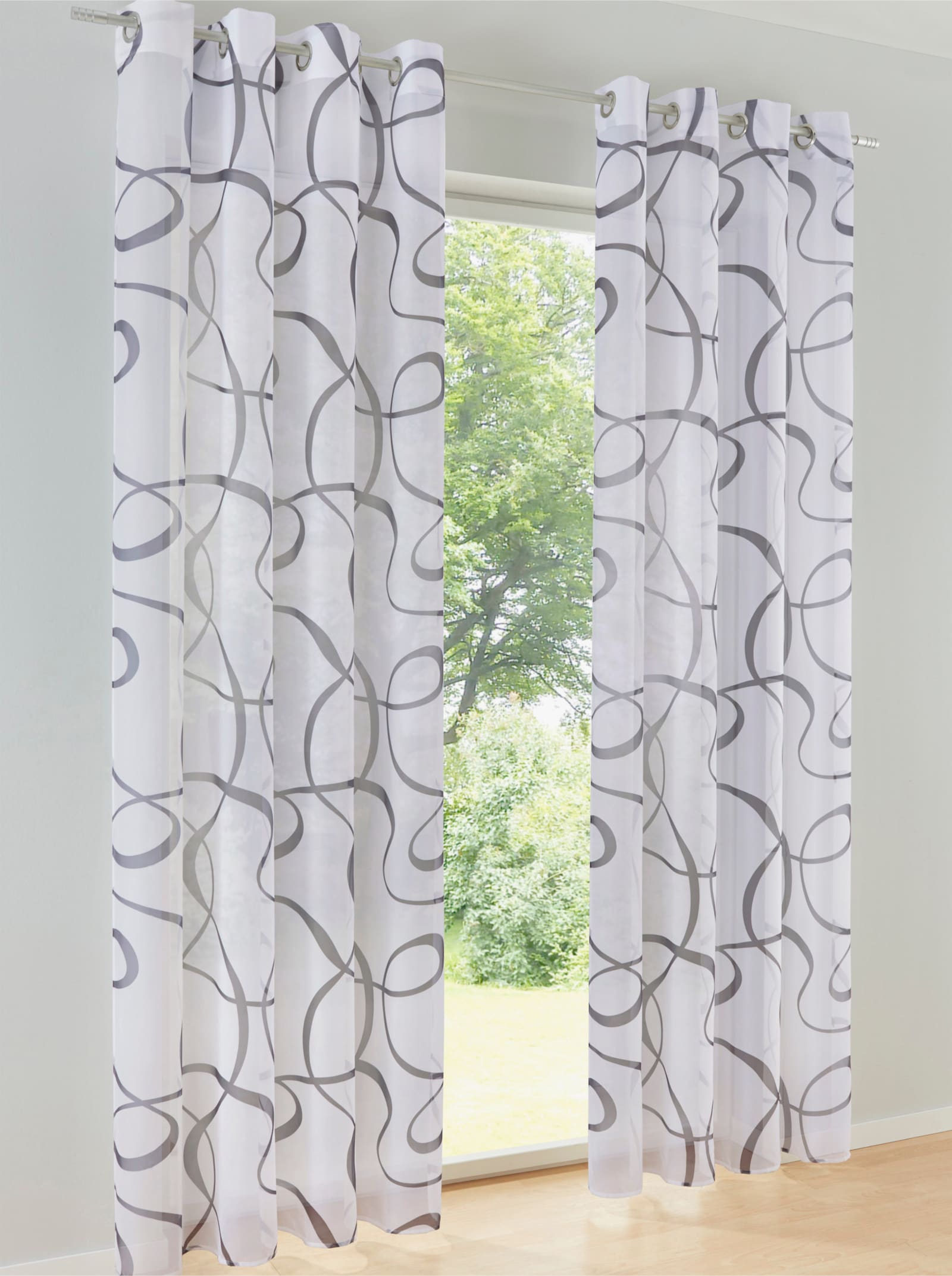 heine home Dekorační záclona - bílá-šedá