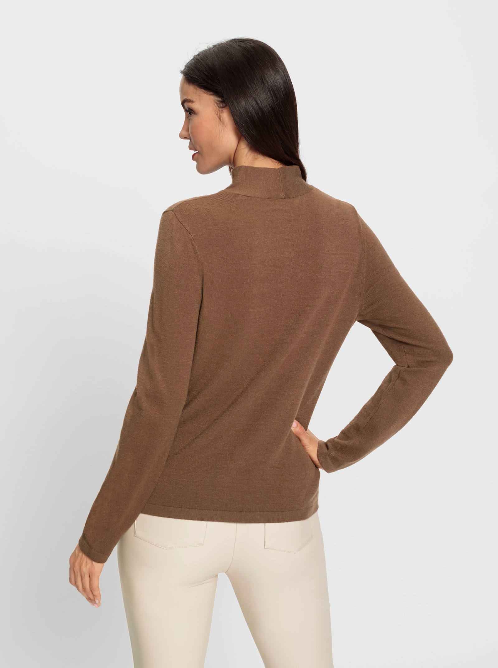 heine Stehkragenpullover mit geknotetem Detail - braun