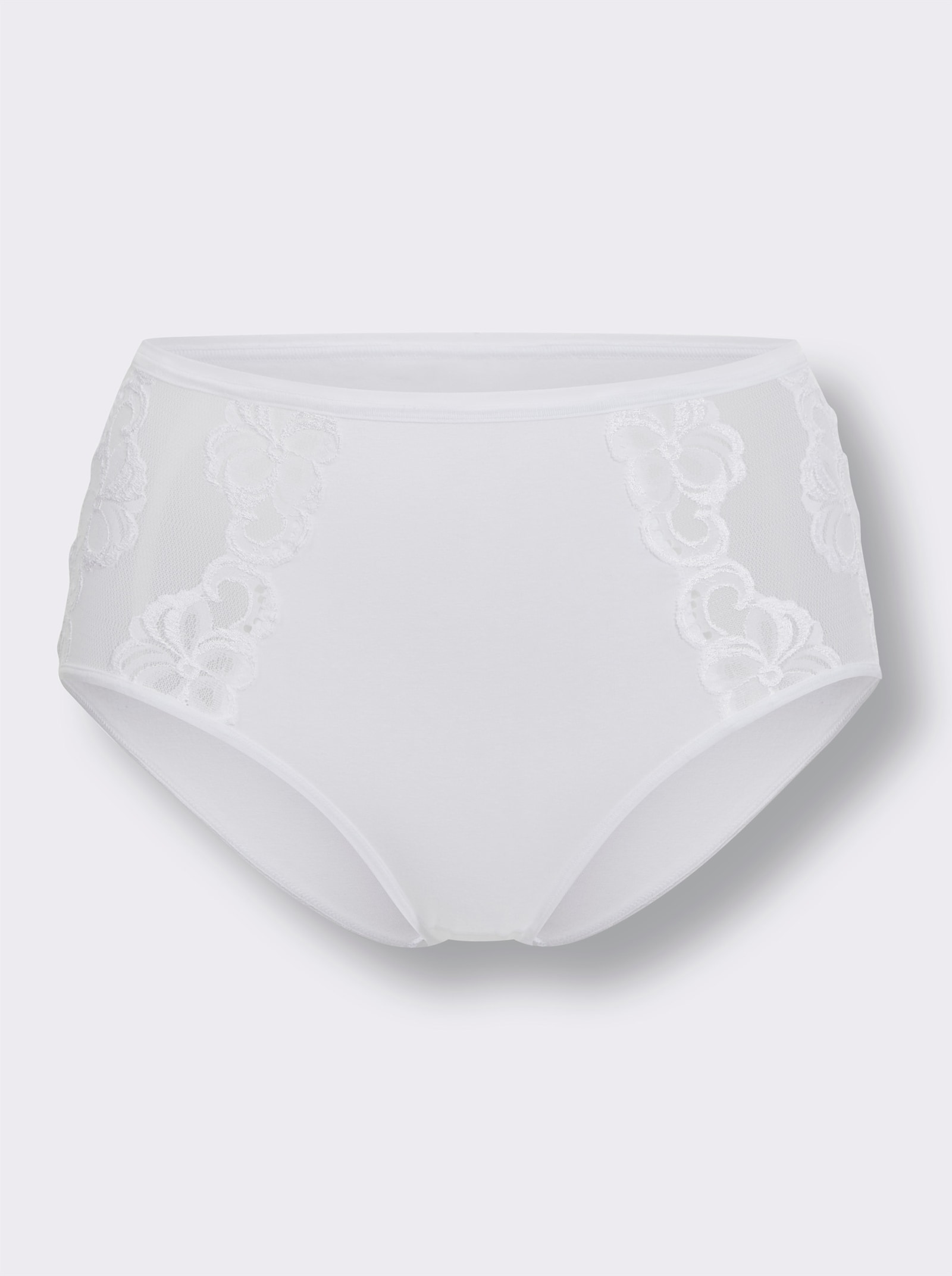 Hüftslip mit transparentem Spitzeneinsatz - weiß