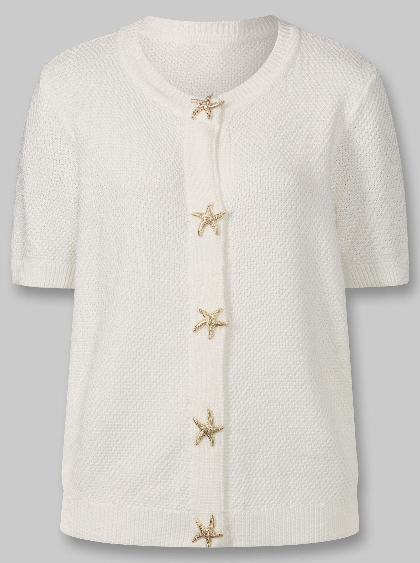 heine Kurzarmpullover mit Schmuckknöpfen - ecru