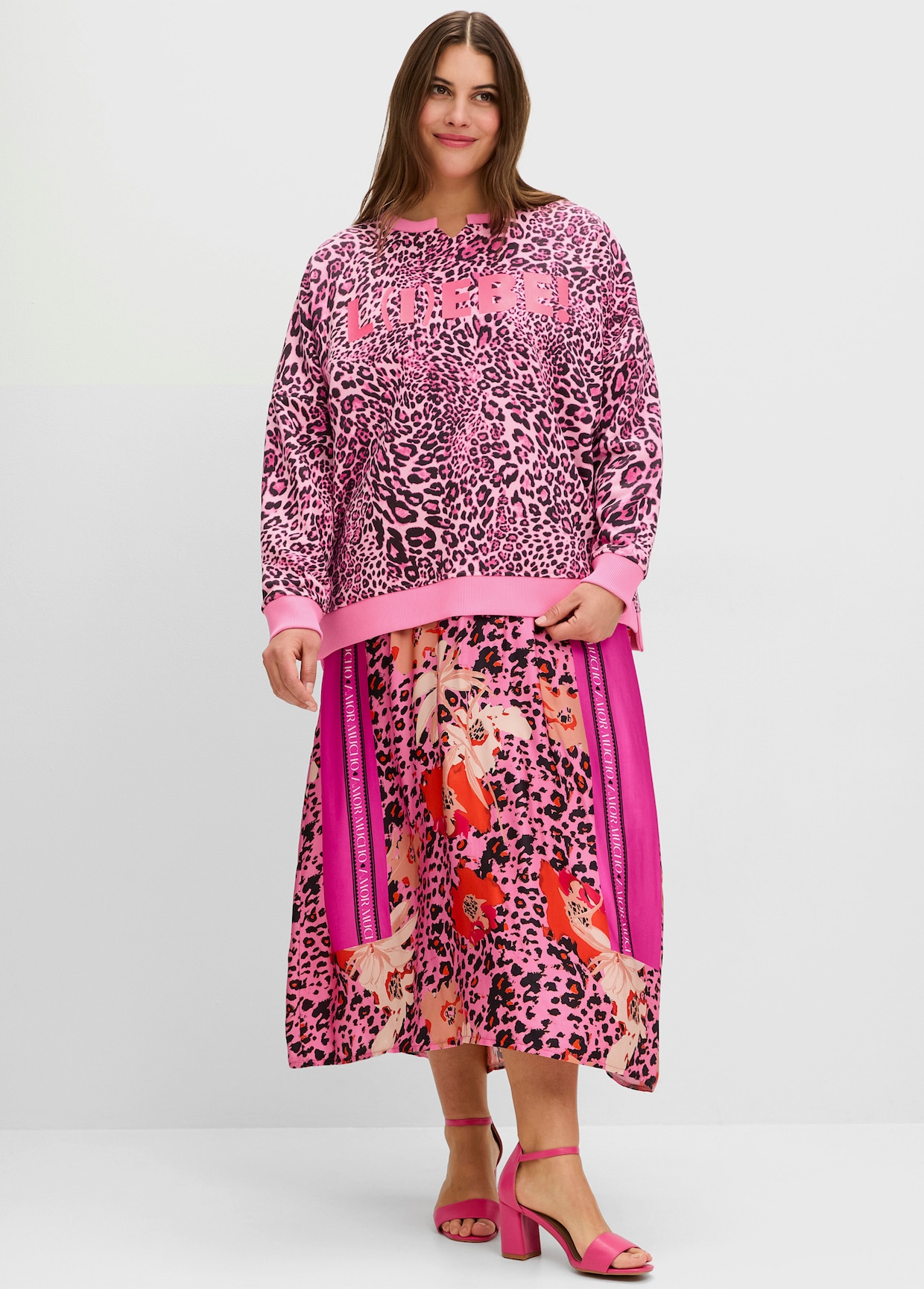 sheego loves miss goodlife Sweatshirt - pink gemustert