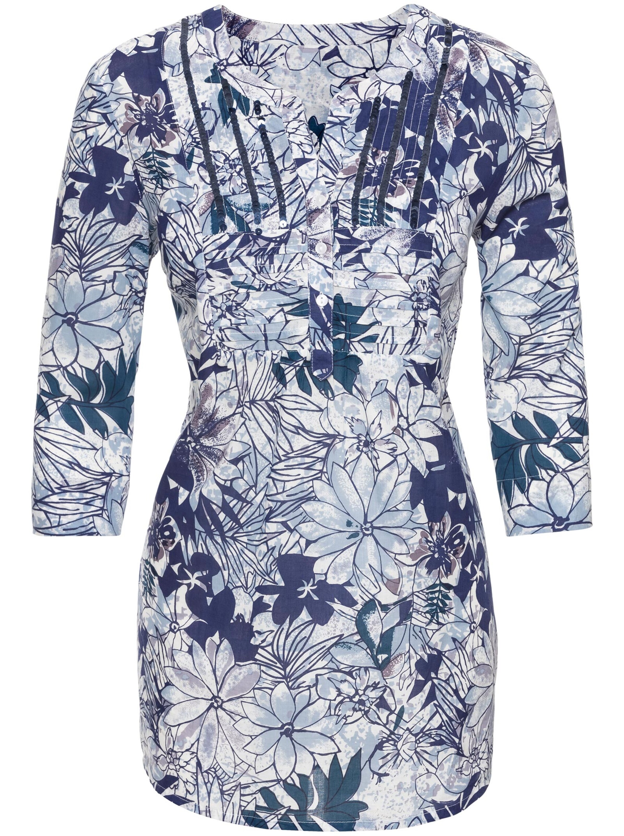 Tunika - weiß-blau-bedruckt