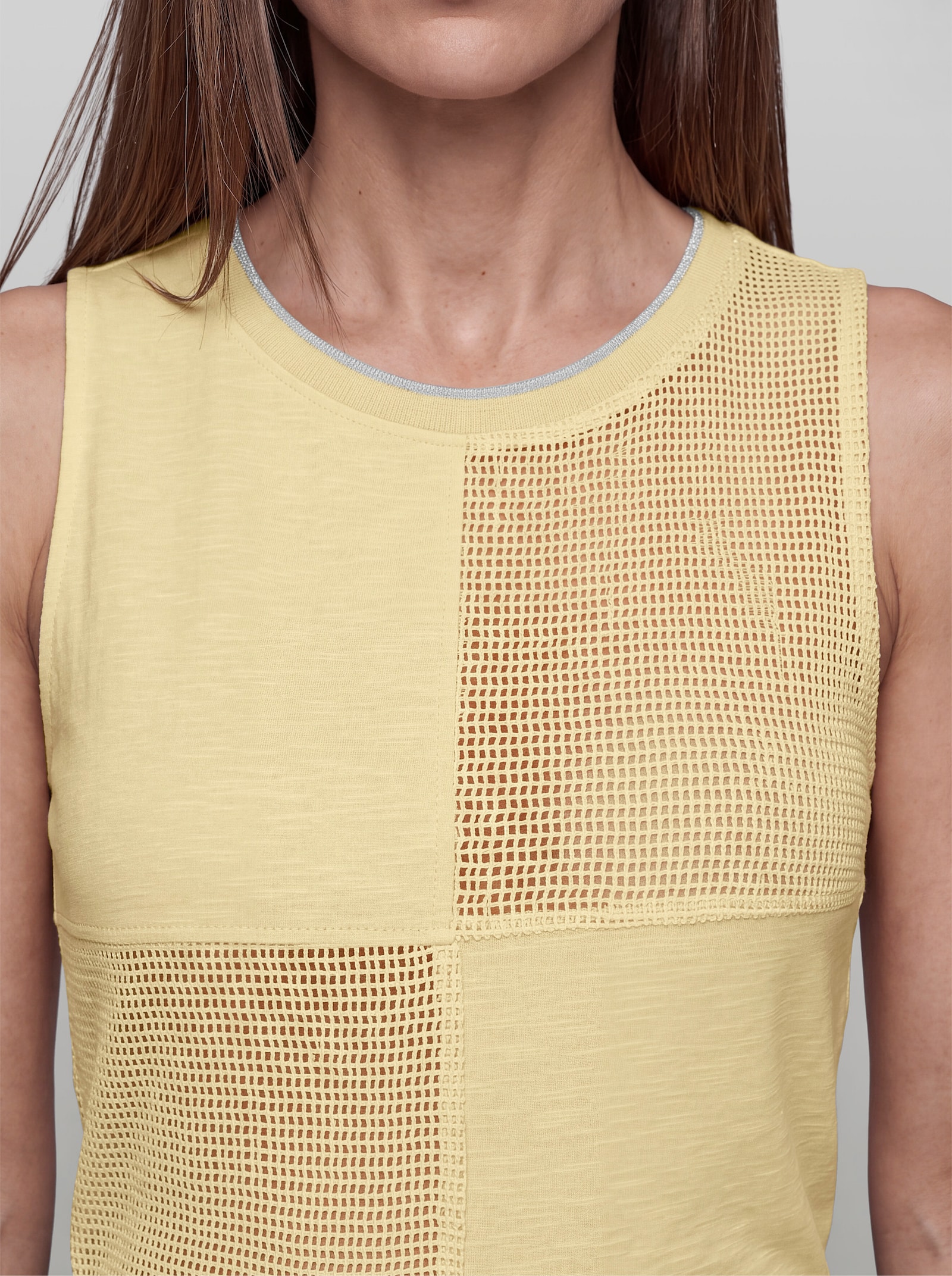 heine Shirttop im Materialmix - vanille