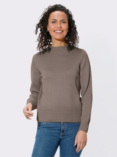 Stehkragenpullover - taupe-meliert