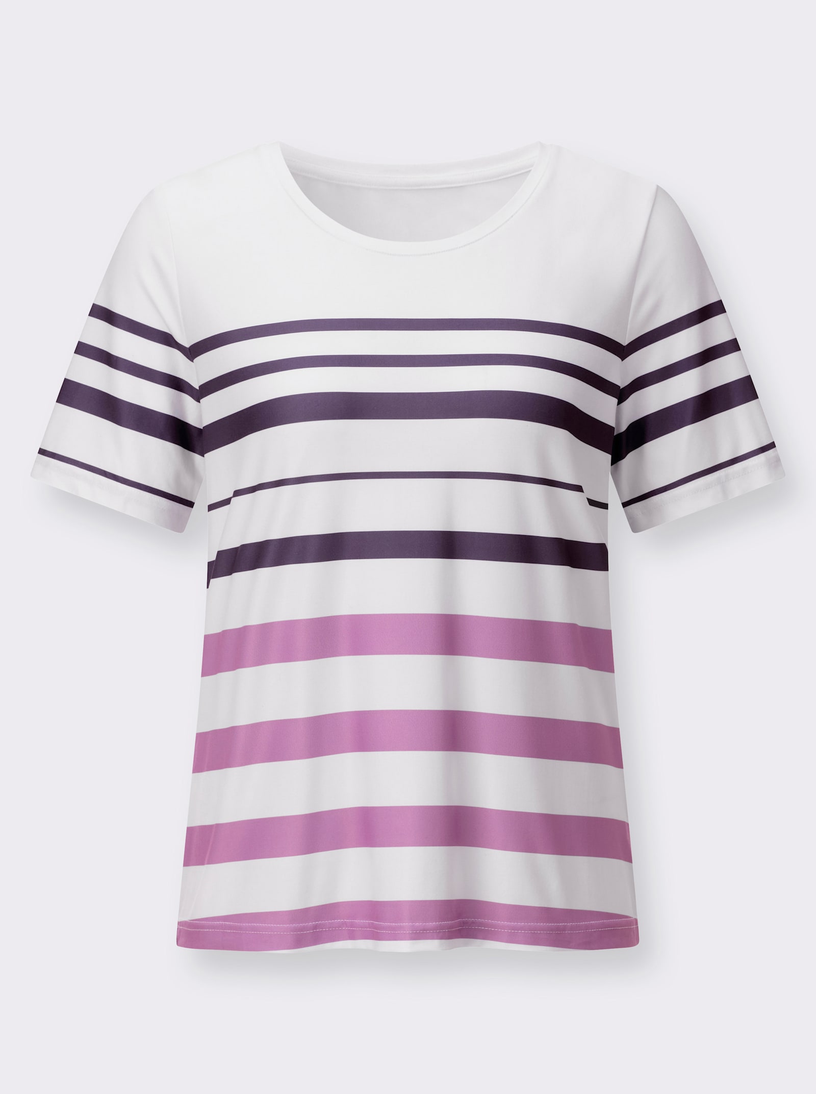 Ringelshirt mit recyceltem Polyester - orchidee-weiß-geringelt