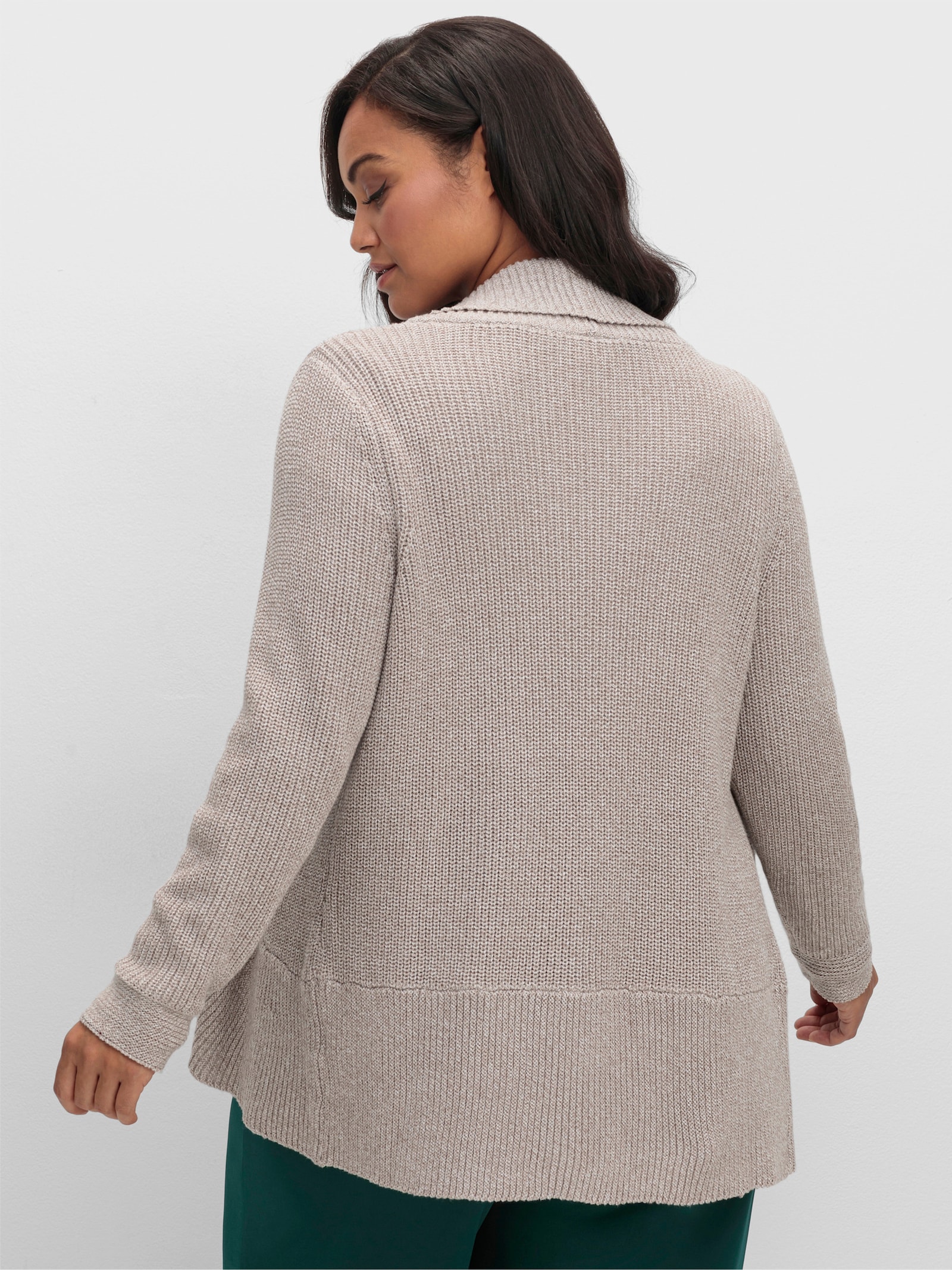 Strickjacke mit Schalkragen - taupe-meliert
