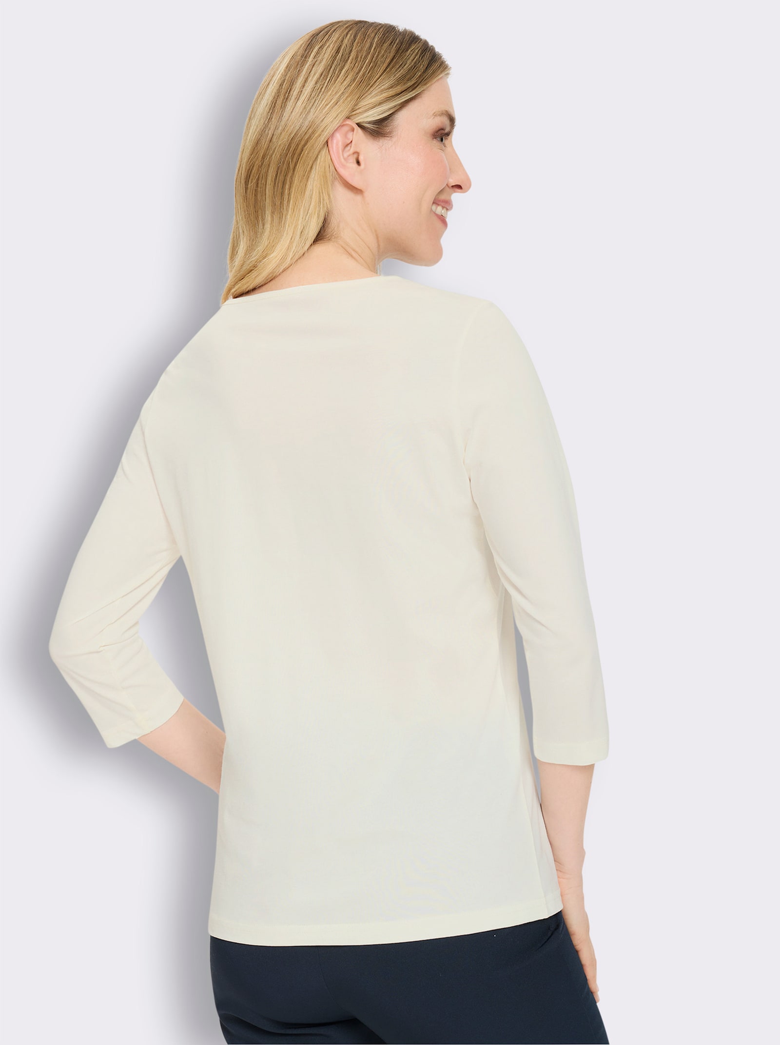 3/4-Arm-Shirt mit Glitzersteinchen - champagner