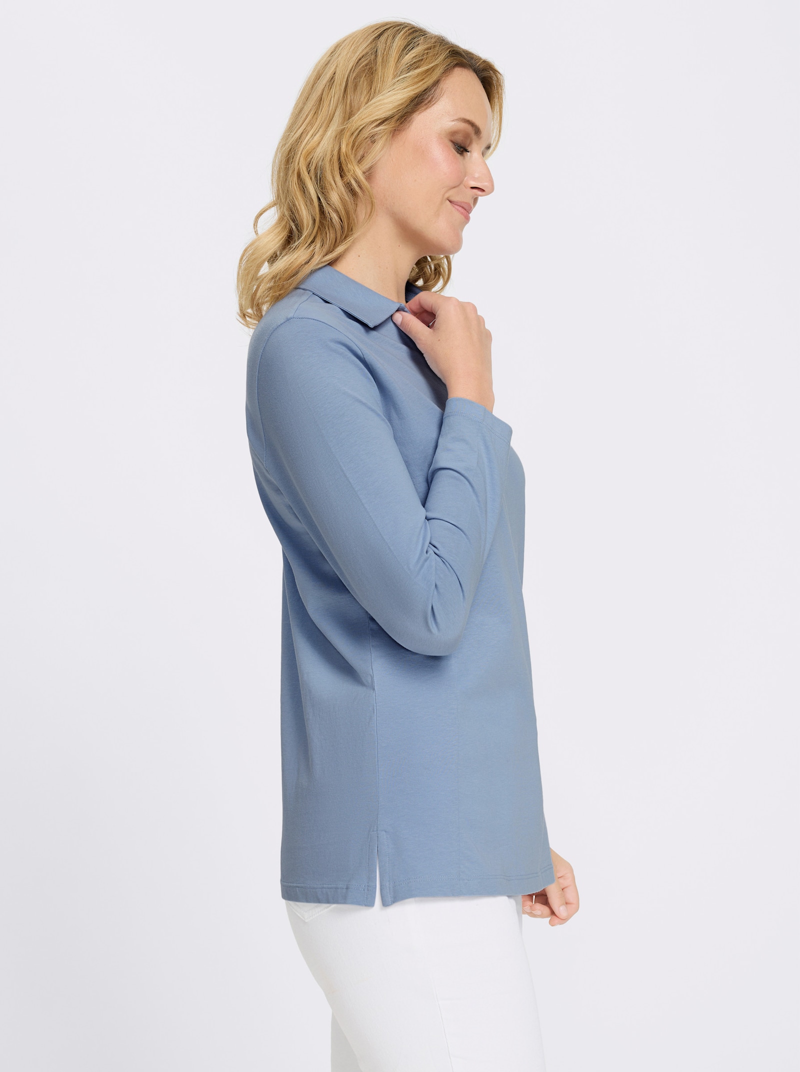 Poloshirt mit Seitenschlitzen - bleu