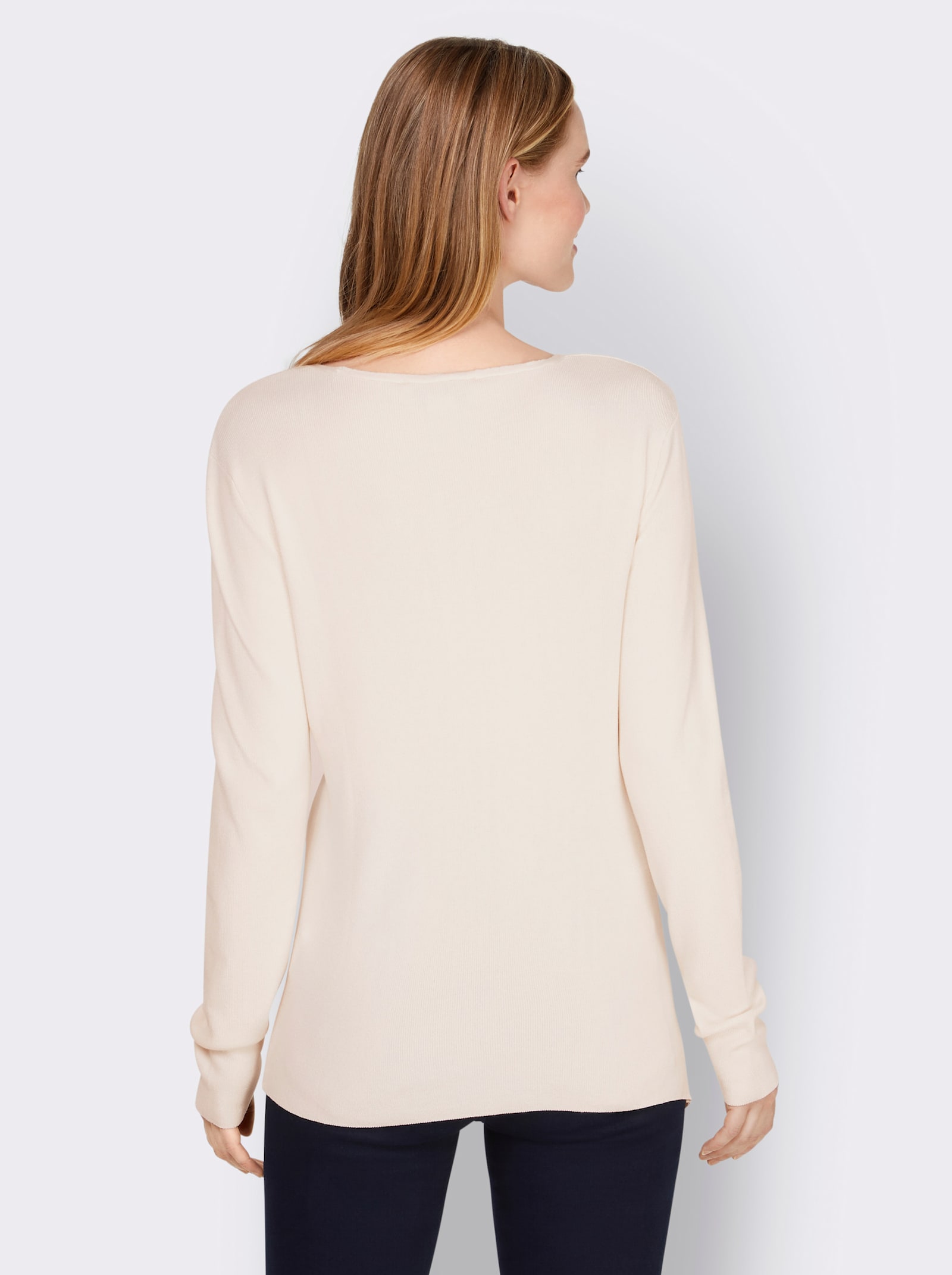 heine V-Ausschnitt-Pullover in asymmetrischer Form - champagner