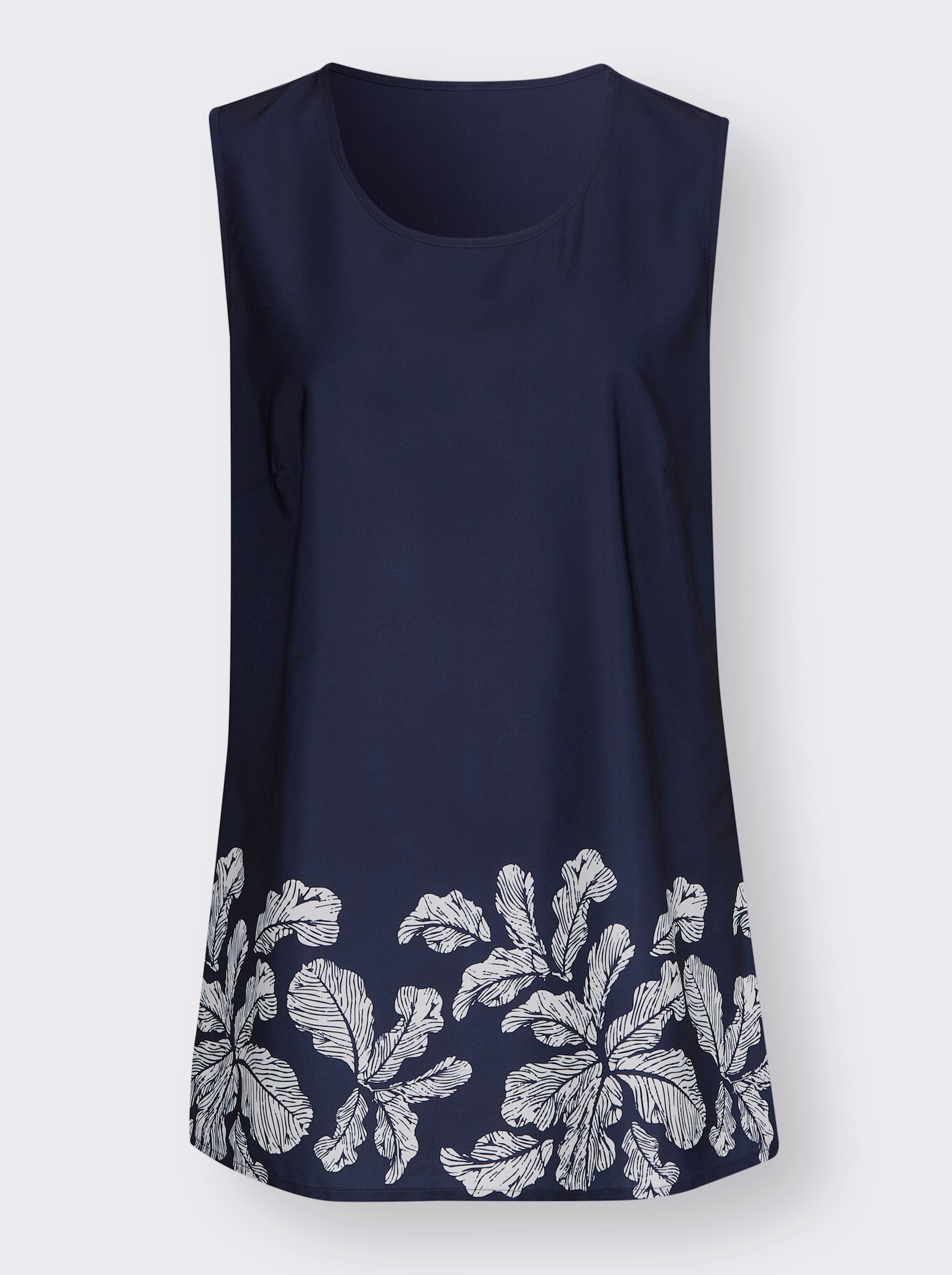 Halenkový top rozšířeného střihu - námořnická modrá-bílá-potisk