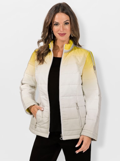 Steppjacke mit Farbverlauf - limone-ecru-bedruckt