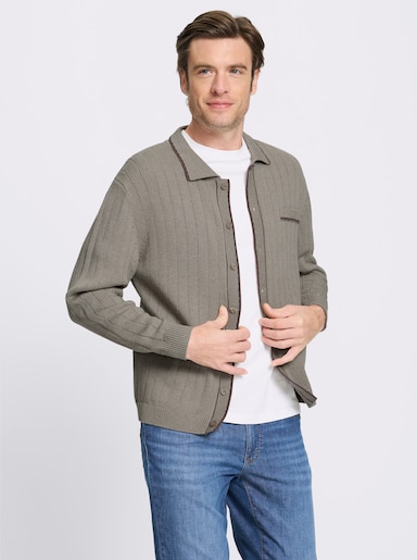 Marco Donati Strickjacke mit Ripp-Muster, 50% Baumwolle - sesam-meliert