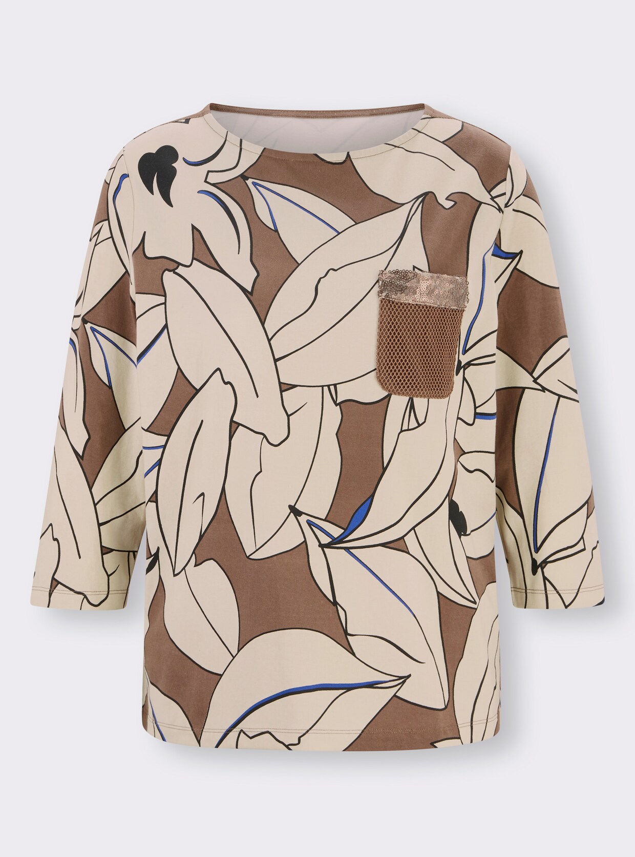 heine Druck-Shirt - braun-sand-bedruckt