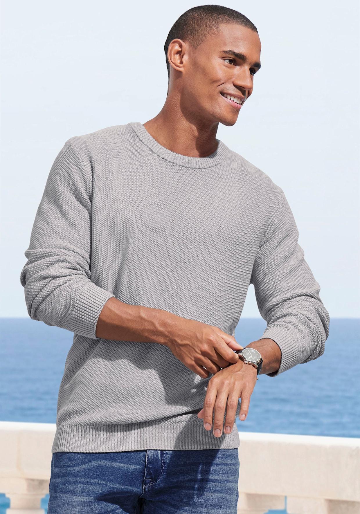 Gebreide pullover - lichtgrijs