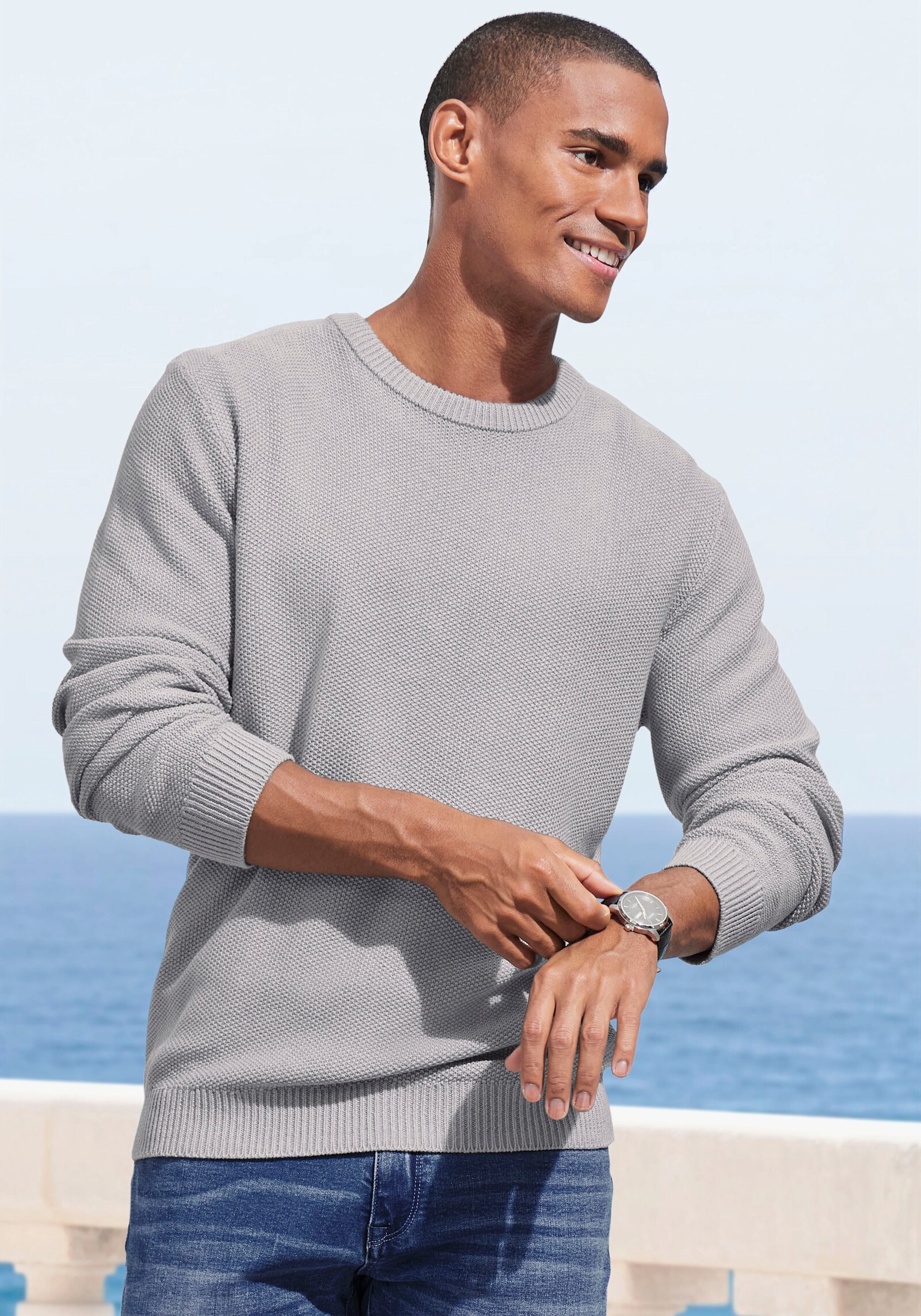 John Devin Gebreide pullover - lichtgrijs