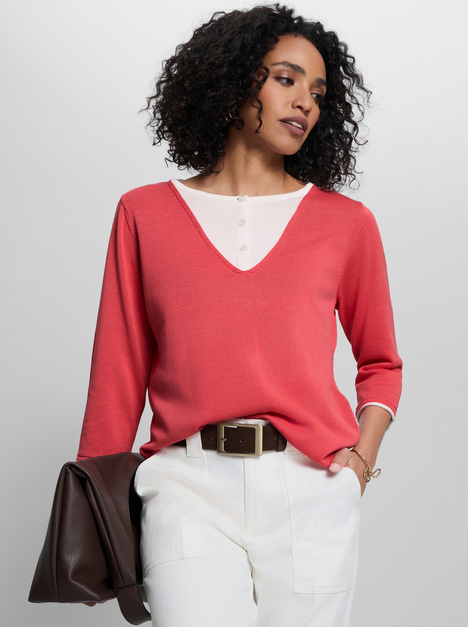 heine Pullover in 2-in-1-Optik - koralle
