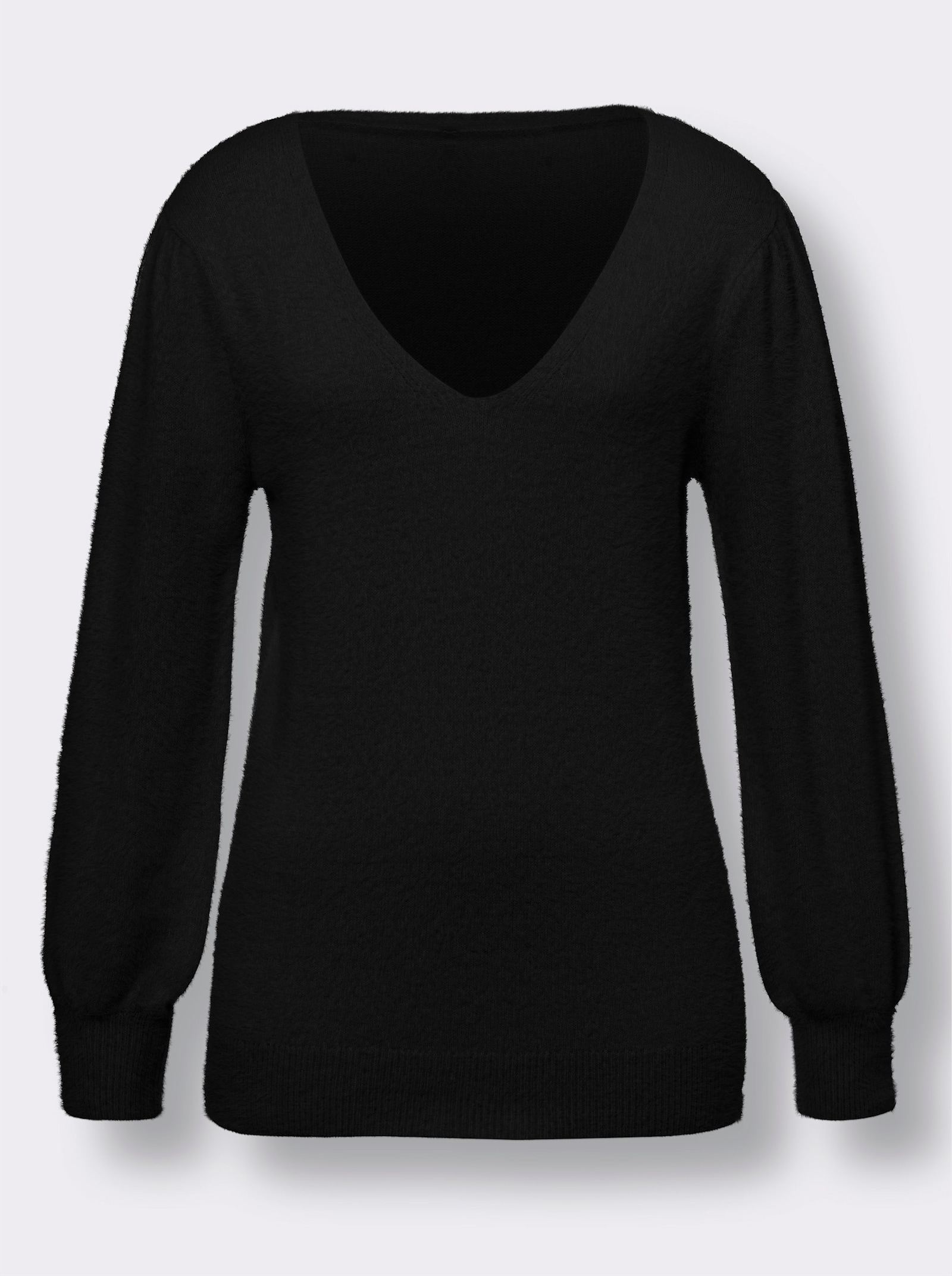 heine Langarm-Pullover aus Flauschgarn - schwarz