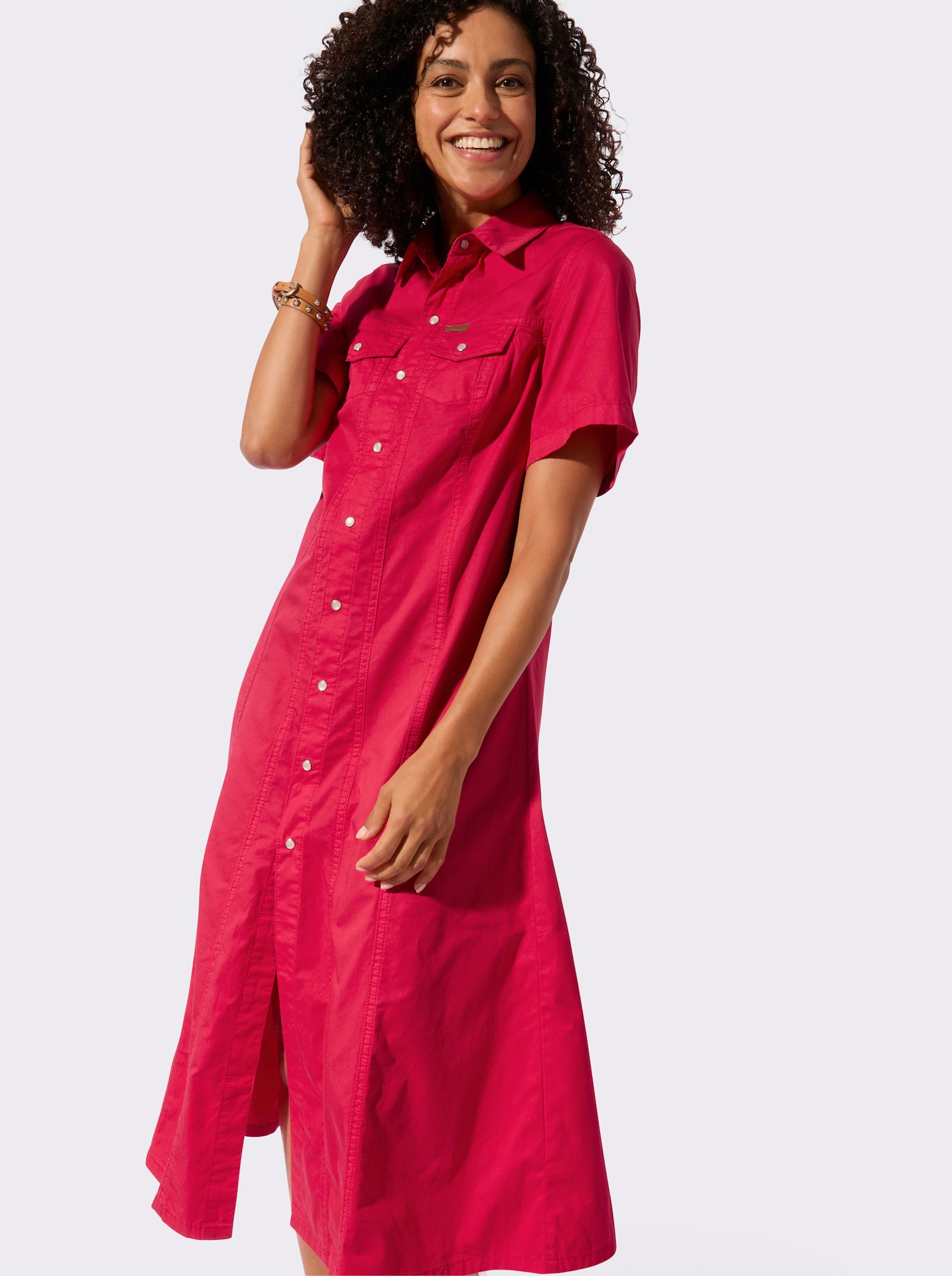 Jeansjurk in A-lijn - aardbei