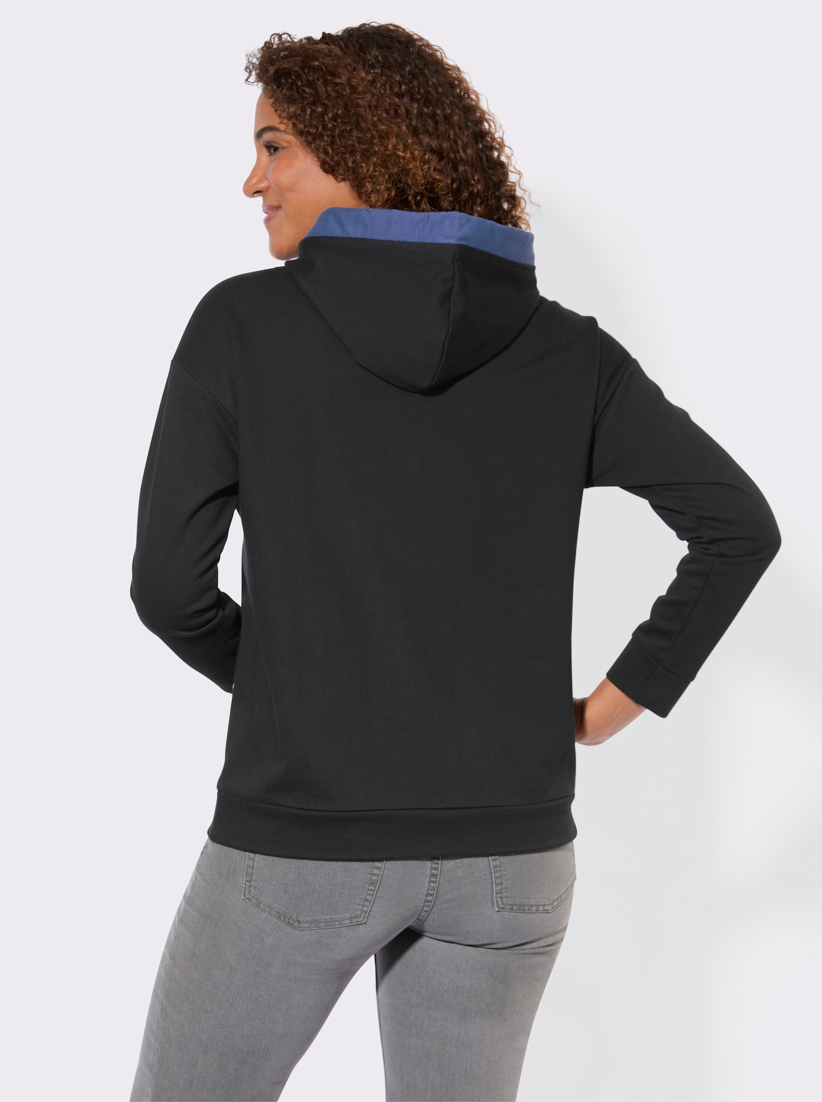 Sweatshirt mit Sternen-Print vorne - schwarz