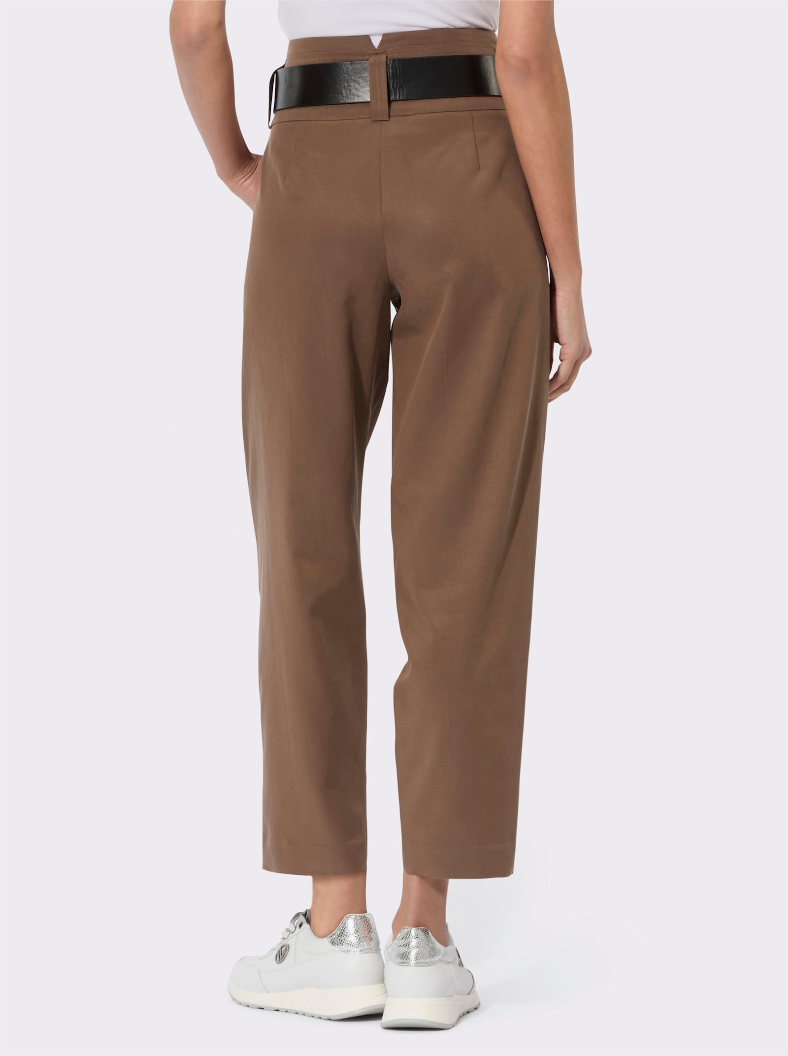 Paperbag-Hose inklusive Gürtel - braun