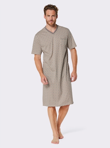 KINGsCLUB Nachthemd - sand-taupe-bedruckt