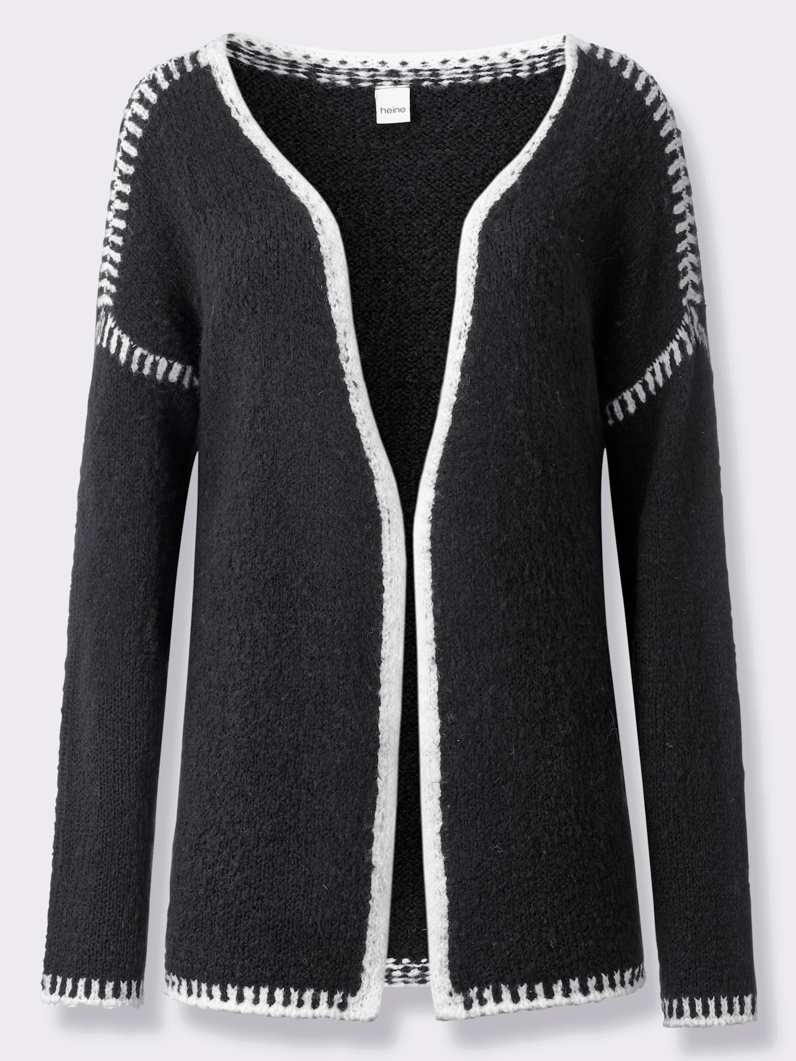 heine Strickjacke mit Kontrast-Details - schwarz