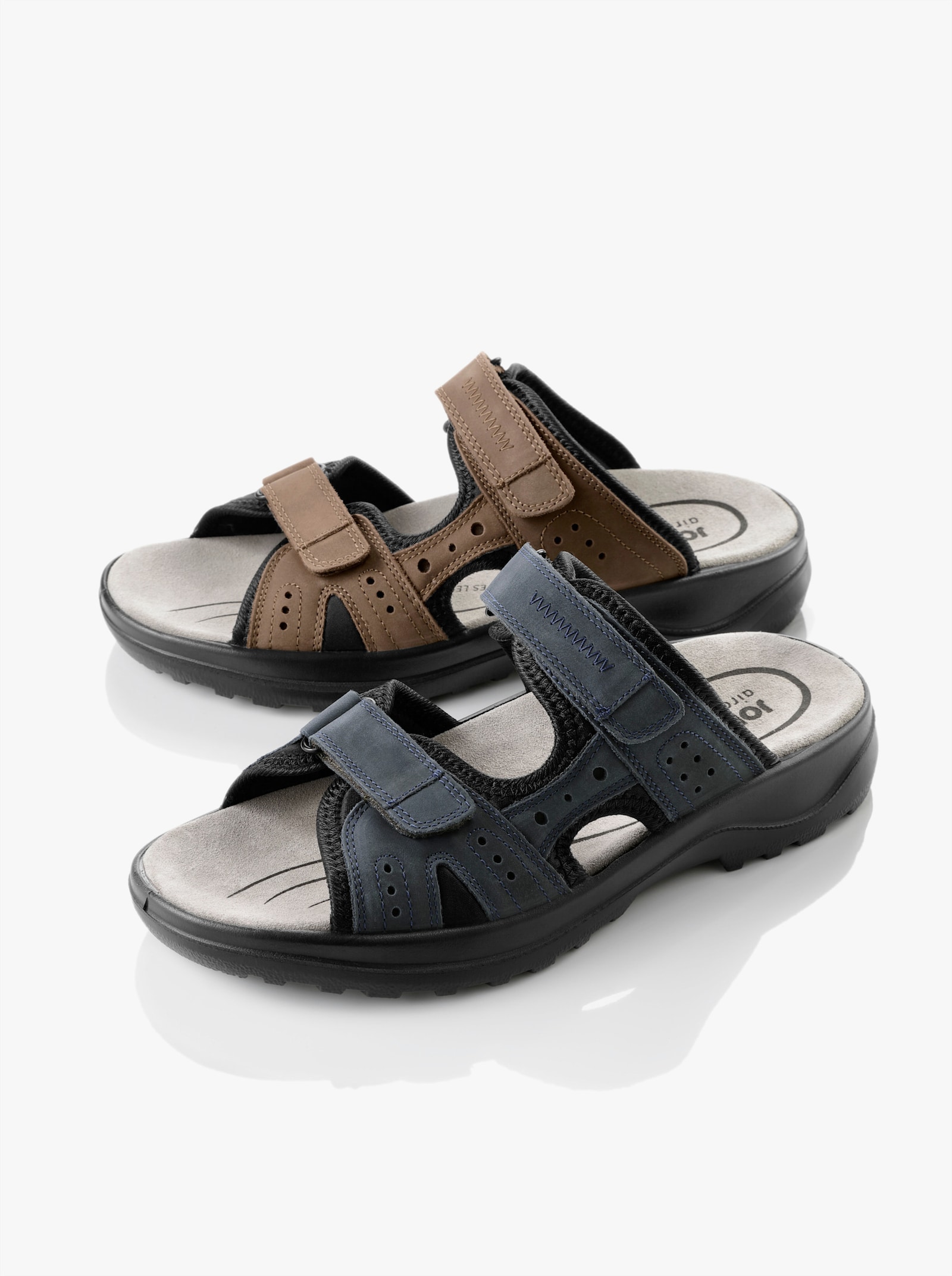 Jomos Pantolette mit Mehrfach-Klettverschluss - camel