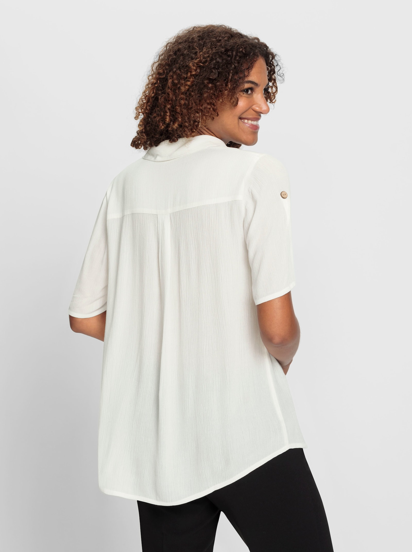 Comfortblouse met korte, oprolbare mouwen - ecru