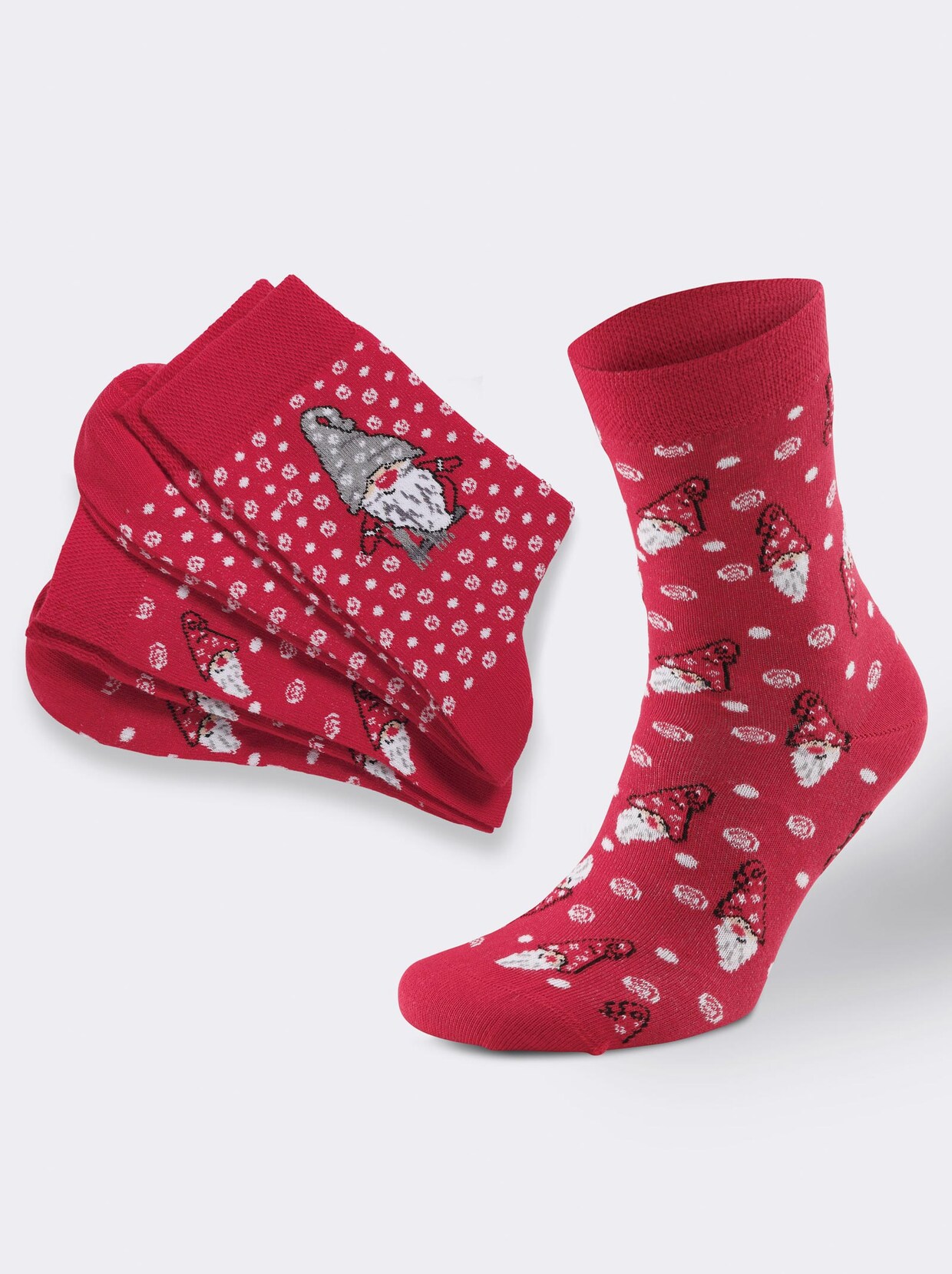 wäschepur Damen-Socken - rot-gemustert