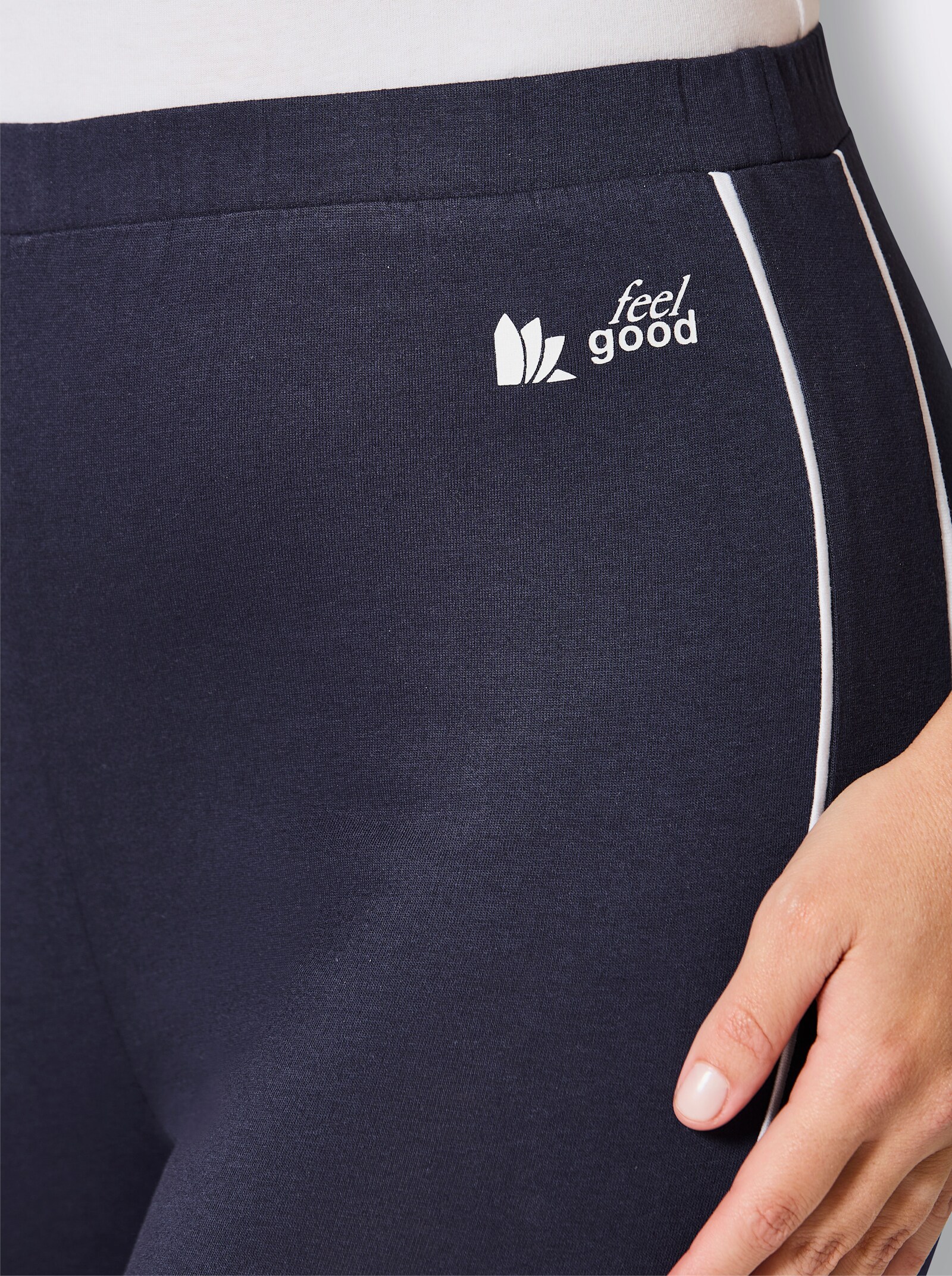 feel good Leggings mit seitlichen Streifen - marine-weiß