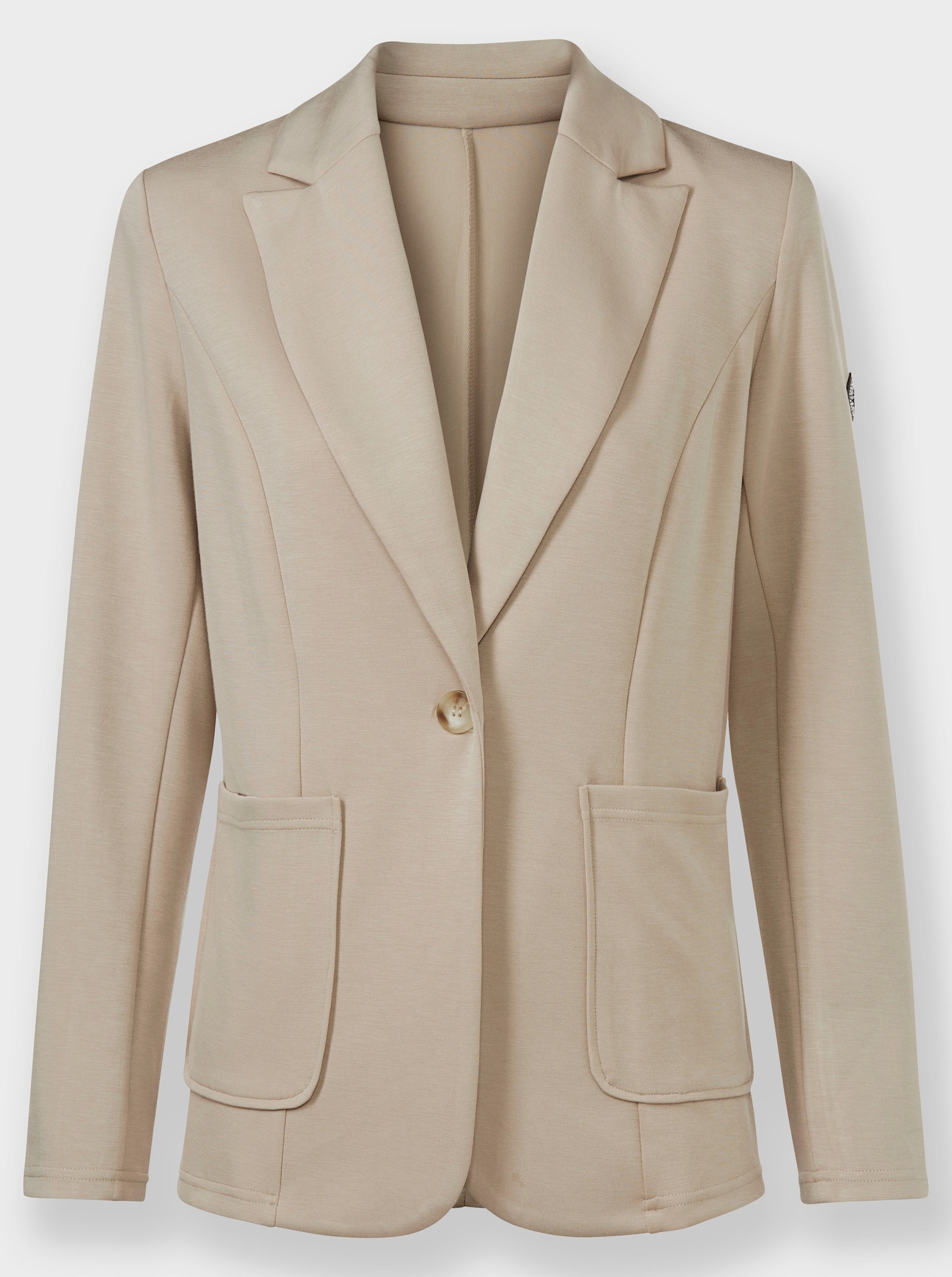Sweatblazer mit flachen Schulterpolstern - beige