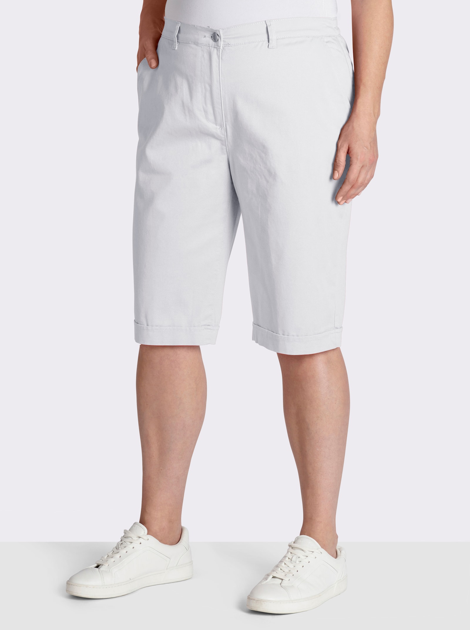 Jeansbermudas mit Dehnbund hinten - weiß