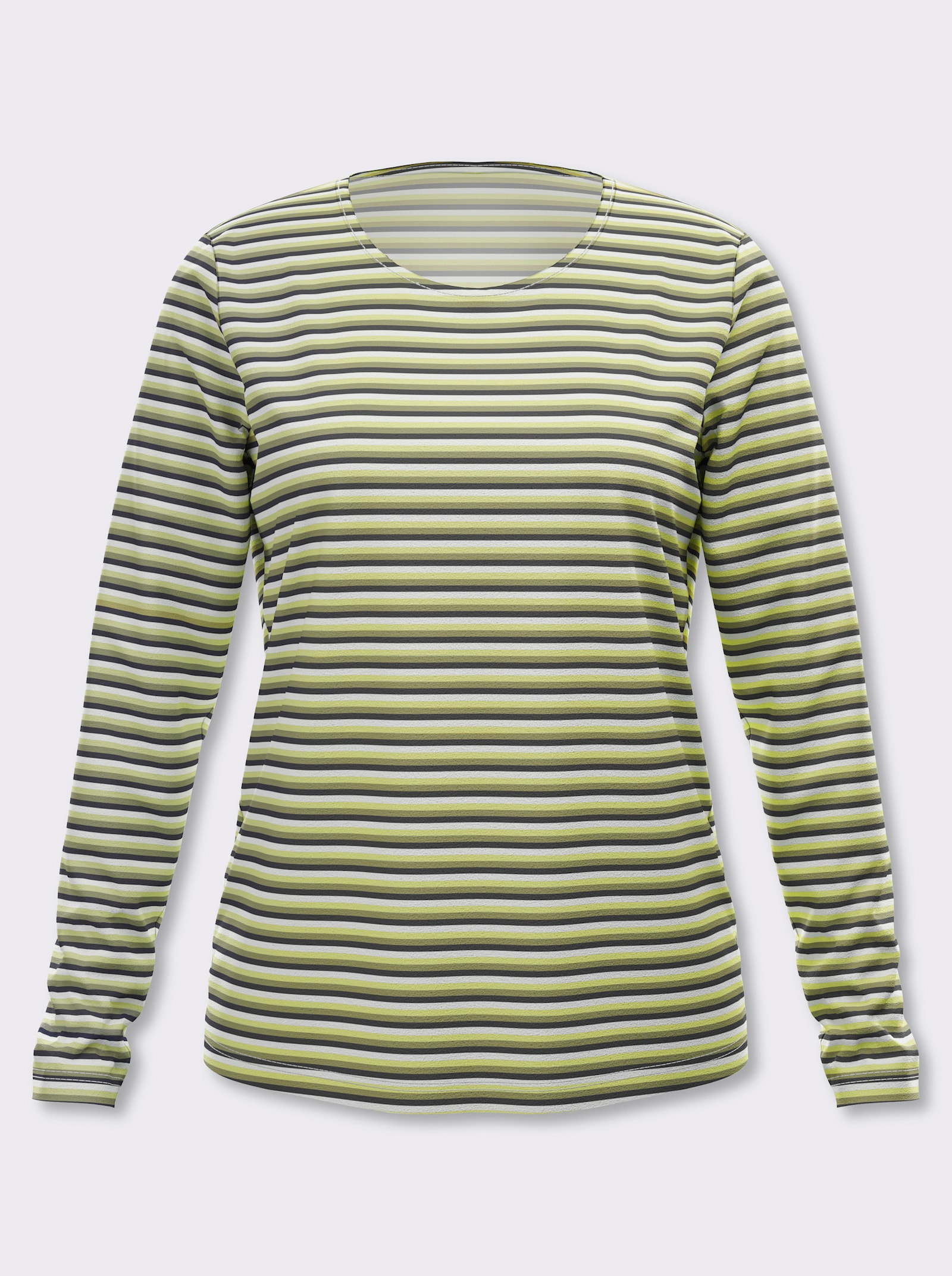 Langarmshirt in Baumwoll-Qualität, gestreift - schilf-marine-geringelt