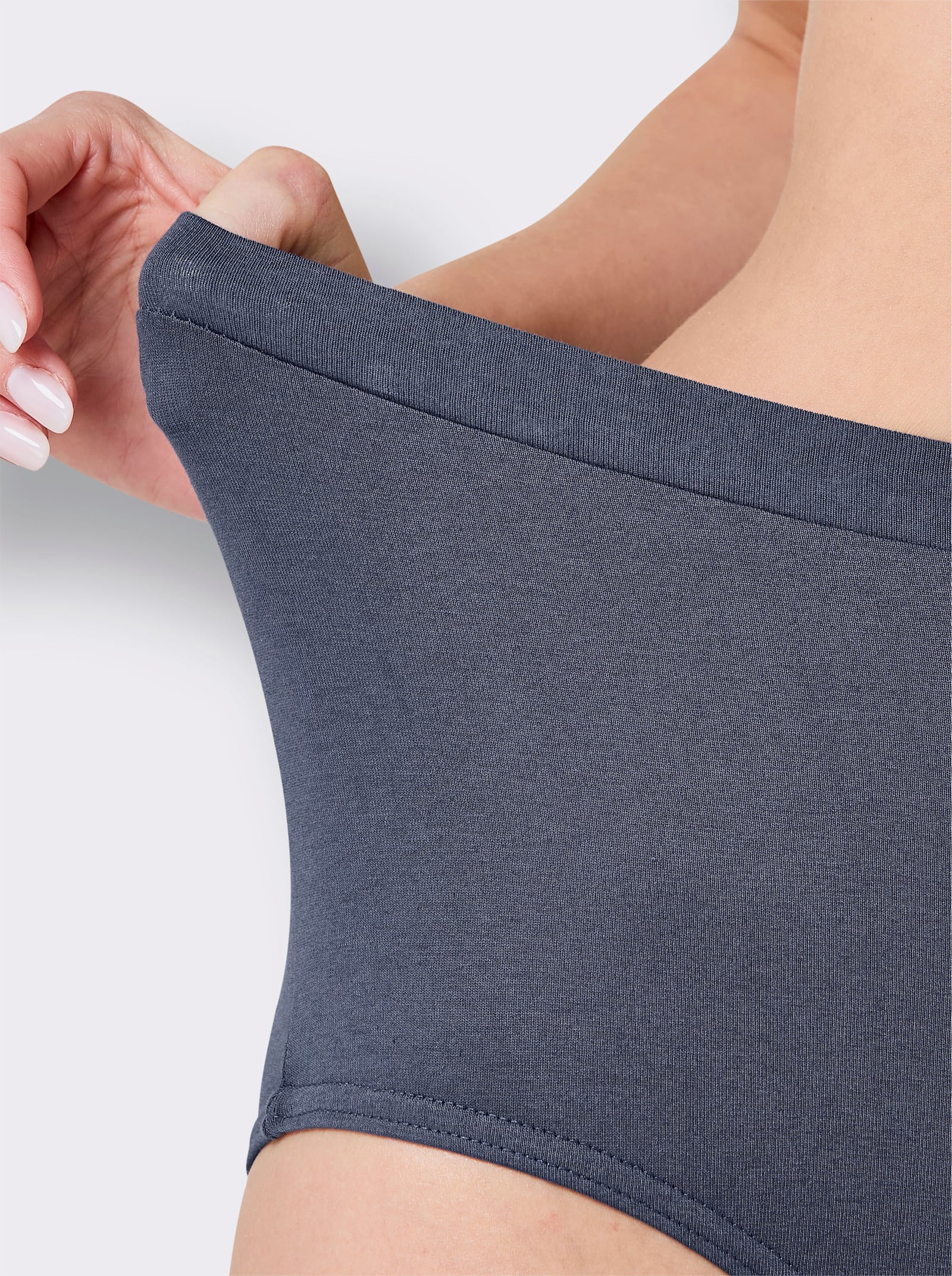 wäschepur Taillenslip - 2x weiß-gestreift + 2x rauchblau