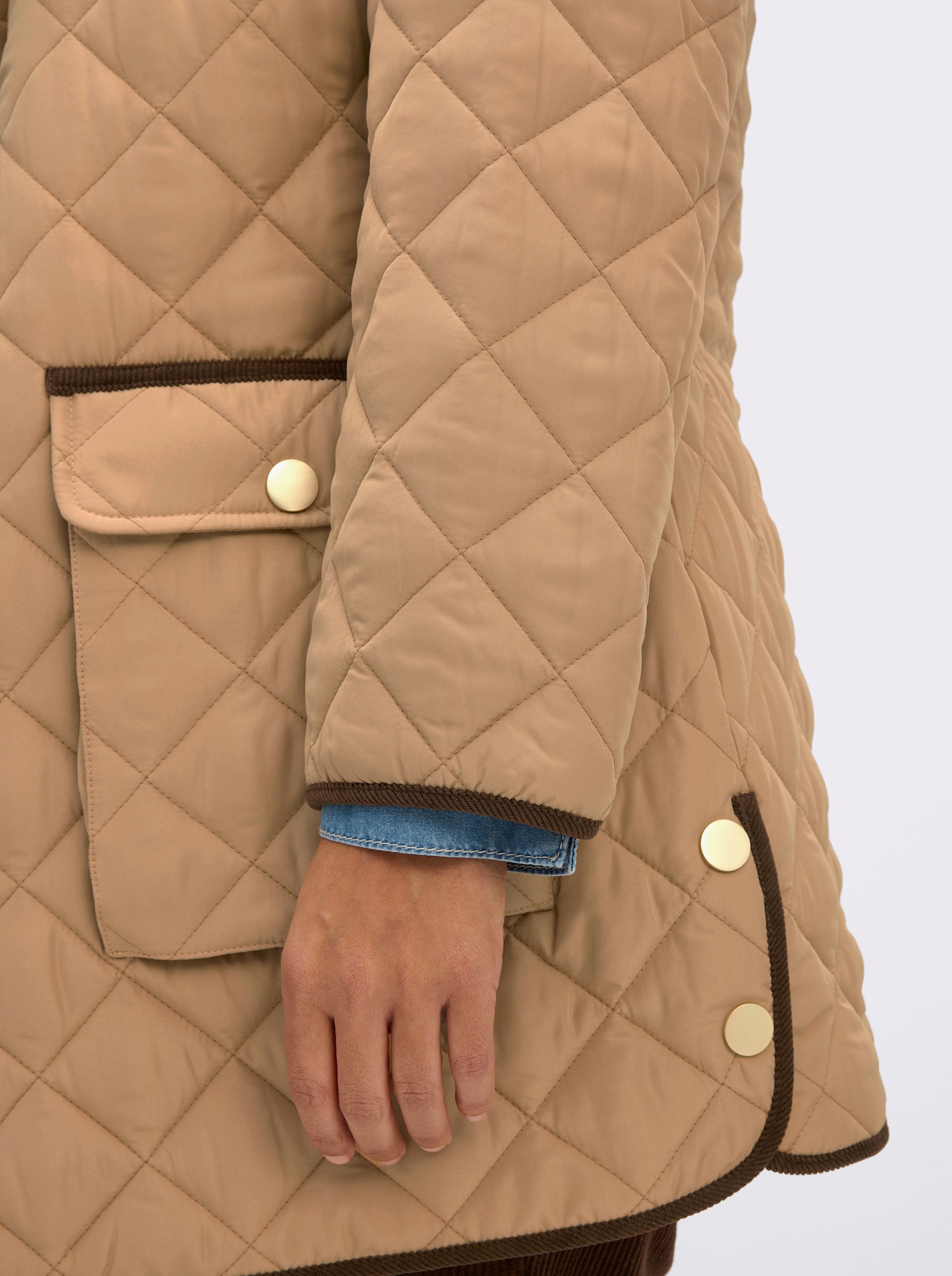 sheego Steppjacke mit Cord-Akzenten - camel-schoko