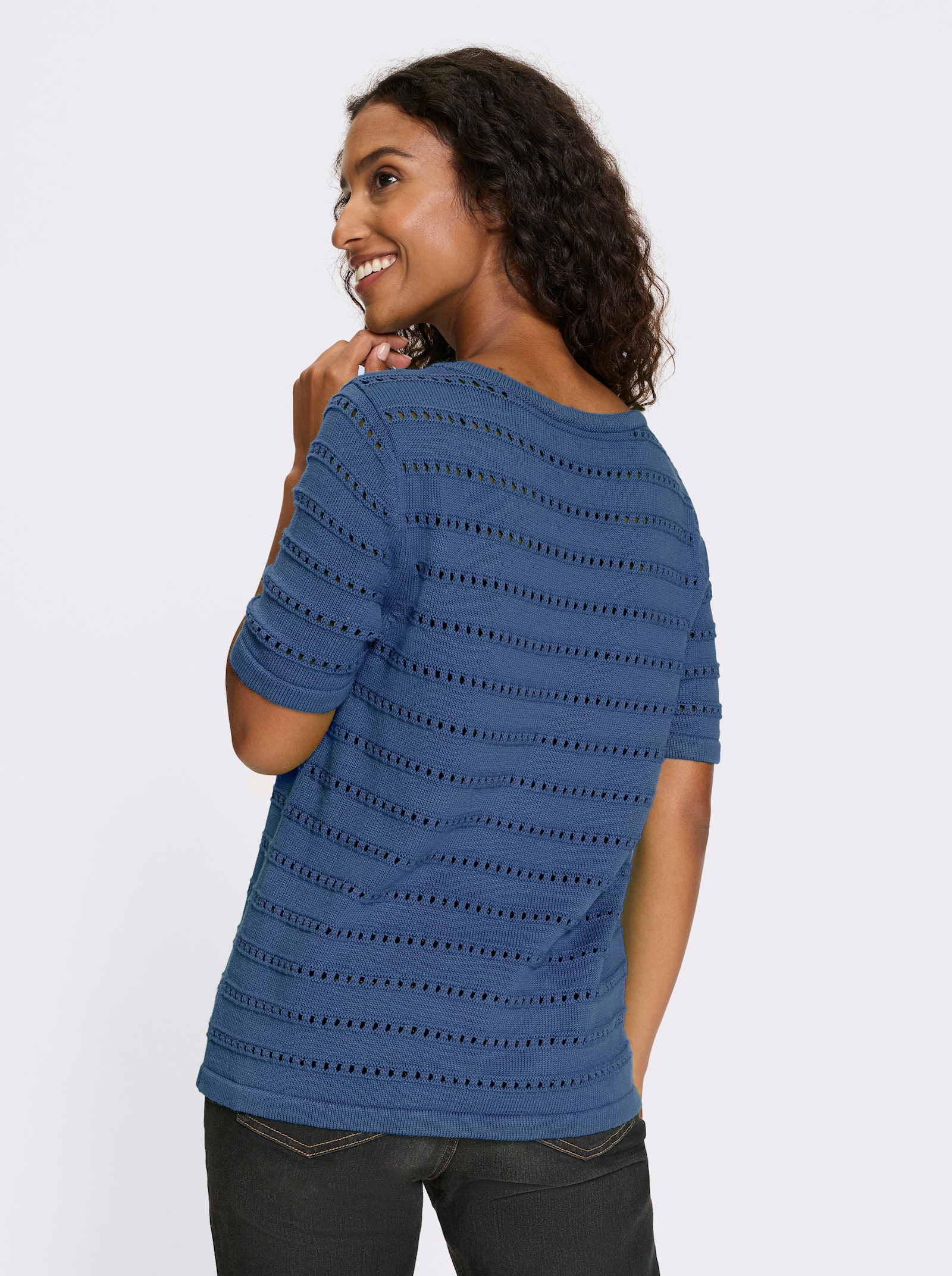 heine Ajourpullover mit 3D-Effekt - jeansblau