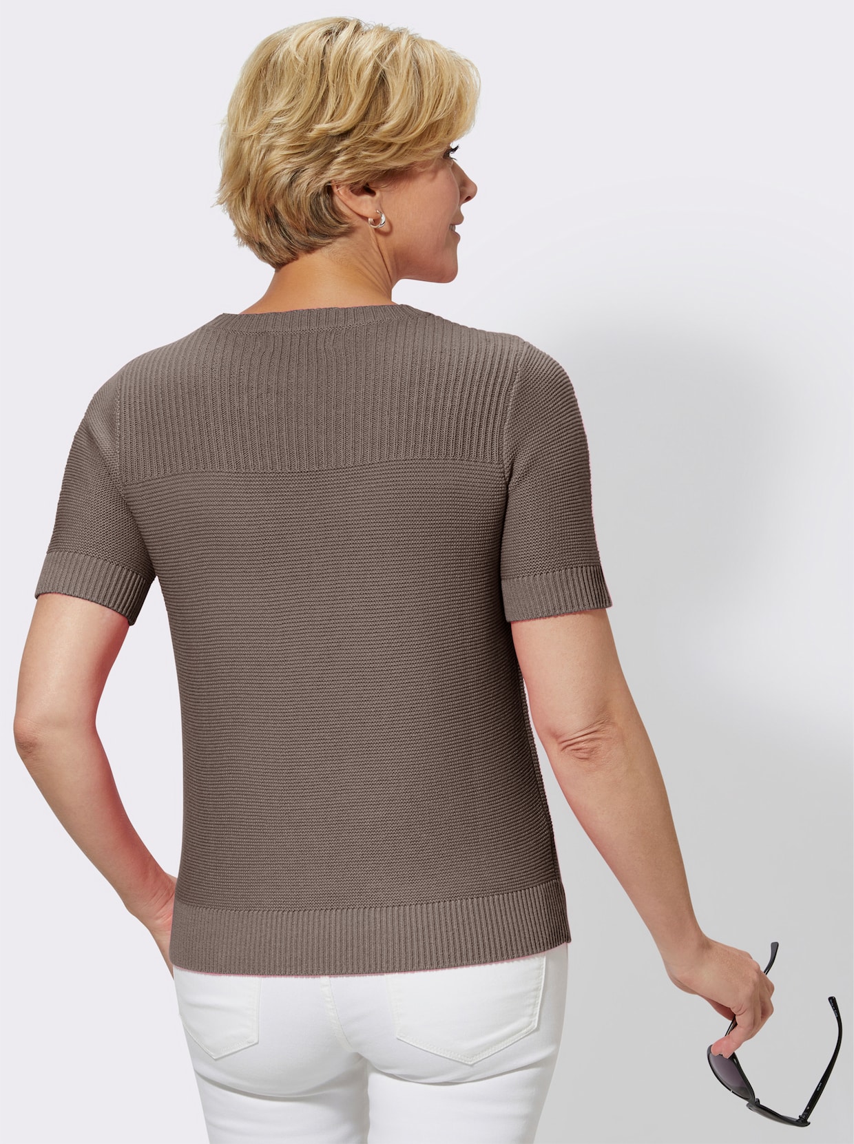 Pullover met korte mouwen - taupe