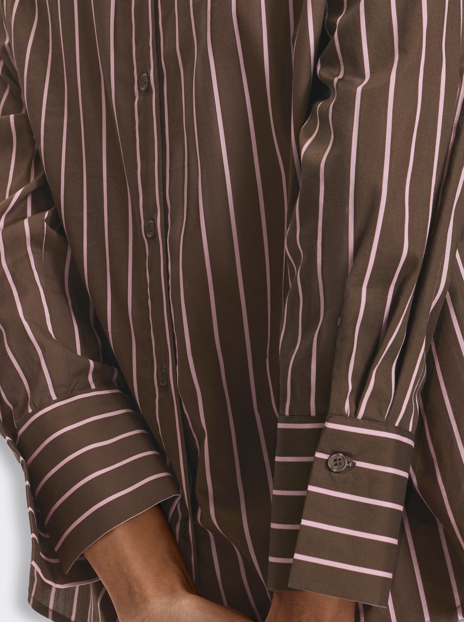 heine Gestreifte Bluse mit Knopfleiste hinten - schoko-rosé-gestreift