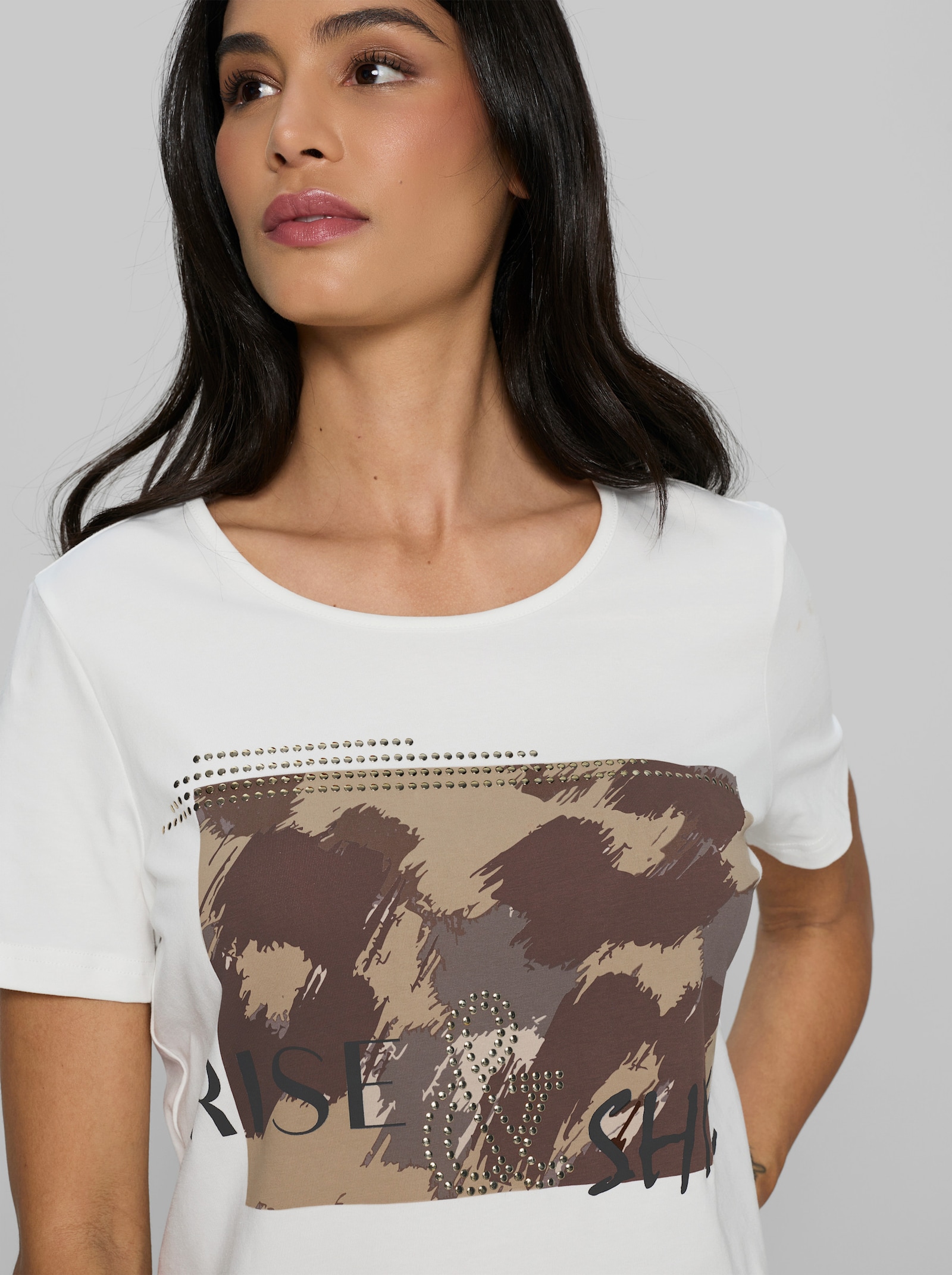 heine T-Shirt mit Ziernieten - ecru